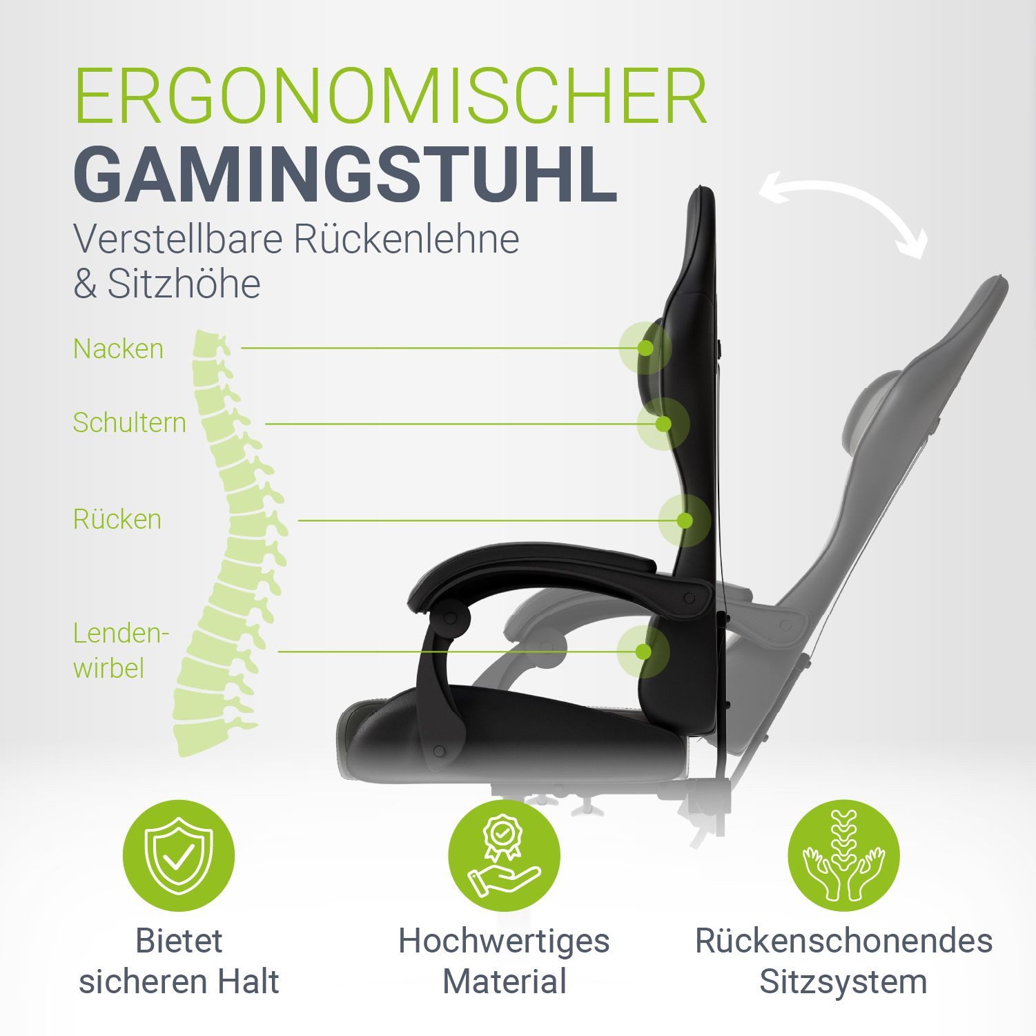 Juskys Gaming-Stuhl HyperSeat, Verstellbare Rückenlehne, robuste günstig online kaufen