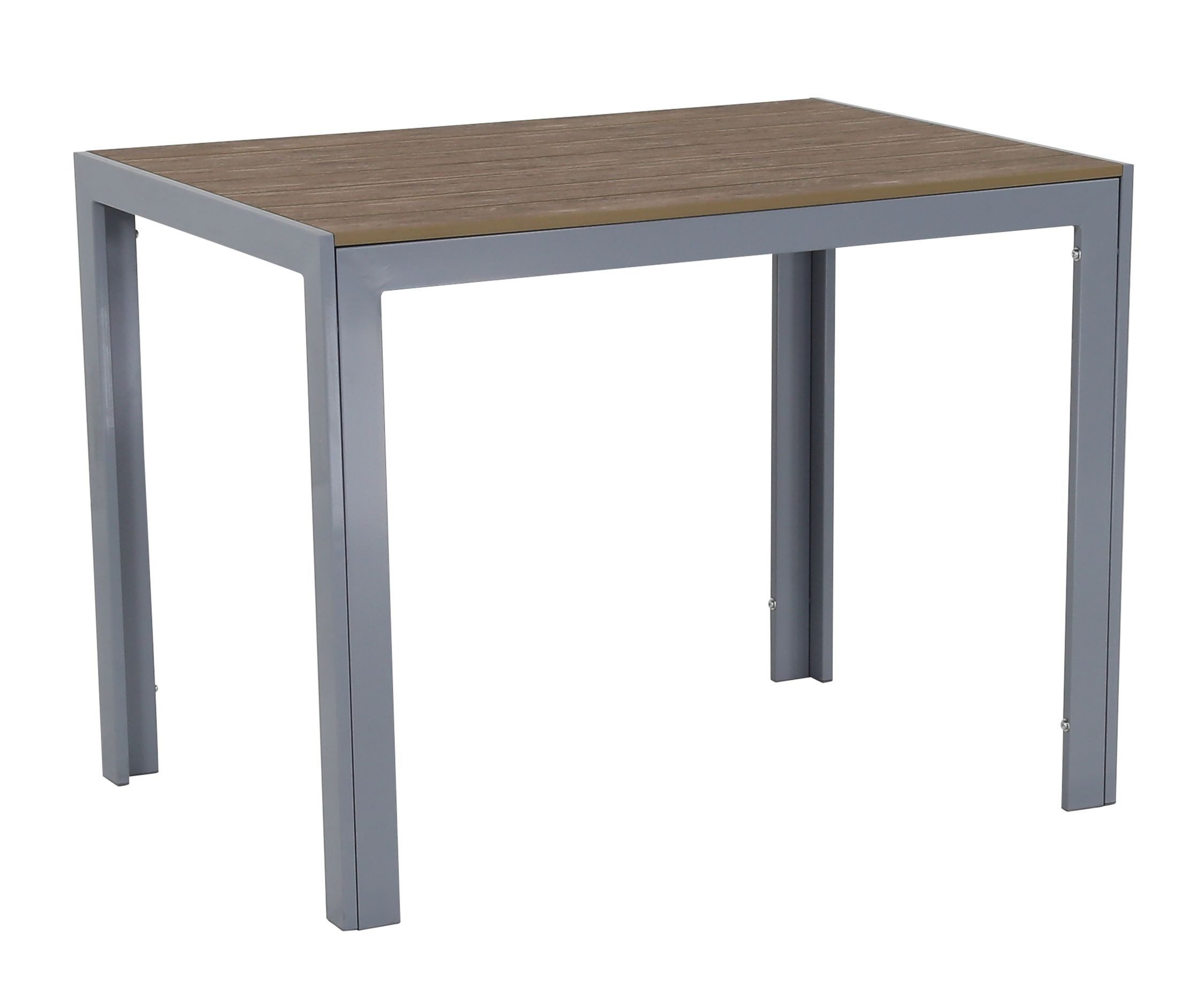 Gardissimo Gartentisch Alma rechteckig silber, 100 x 70 cm Balkontisch (Spar-Set, 1-St., 1 Esstisch), Holz-Look / Aluminium / wetterfest / pflegeleicht