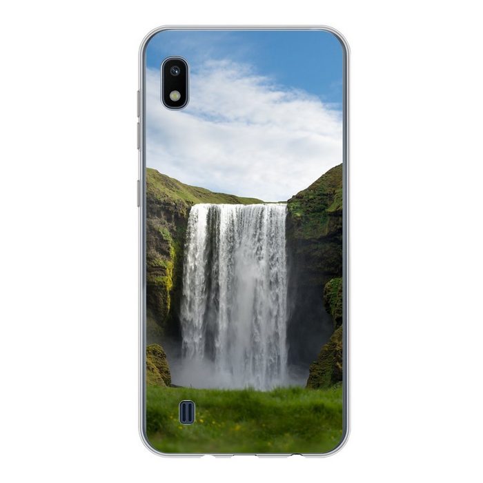 MuchoWow Handyhülle Wasserfall - Island - Natur Handyhülle Samsung Galaxy A10 Smartphone-Bumper Print Handy