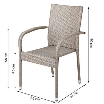 Casaria Gartenstuhl Comfort (8 St), Polyrattan 8er Set Stapelbar Höhenverstellbar 160kg Belastbarkeit