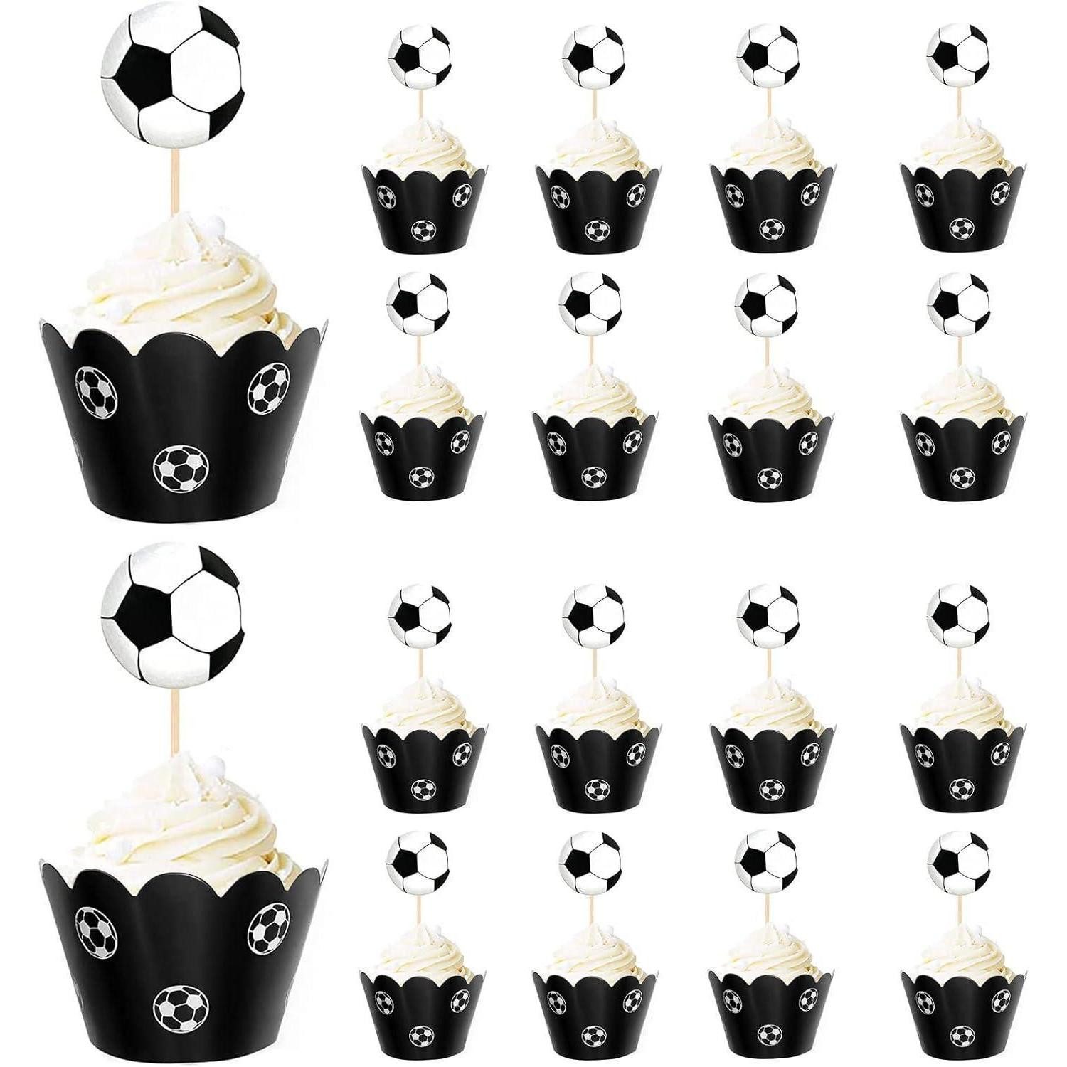 LuxusKollektion Sticker Fußball Cupcake Topper Set - 36 Stück Muffins Deko Fussball Mottoparty, (36-tlg)