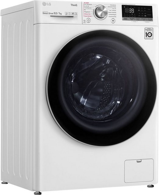 LG Waschtrockner V7WD107H2E, 10,5 kg, 7 kg, 1400 U/min, TurboWash® – Waschen in nur 39 Minuten