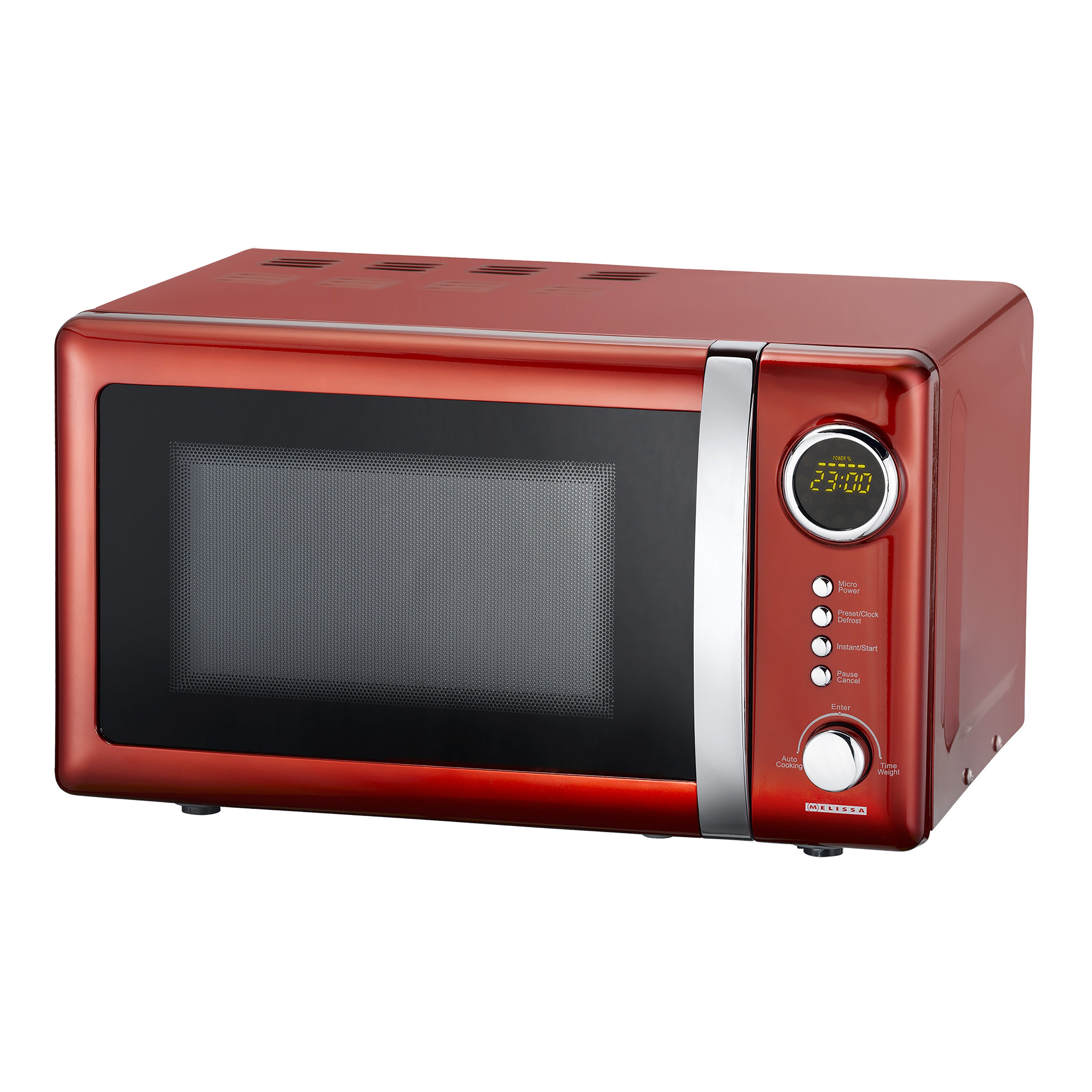 MELISSA Mikrowelle, 20 l, kompaktes Retro-Design, LED-Display, 700W - 5 Stufen & Auftaufunktion