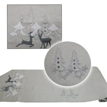 Haus und Deko Tischläufer Tischläufer Weihnachten 40 x 170 cm Stickerei Hirsch Motiv Tischdecke (1-tlg)