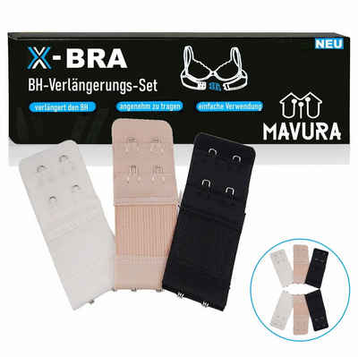 MAVURA BH-Verlängerung X-BRA BH Verlängerung Extender Erweiterung Schwarz Weiß Beige, Haken Verlängerung für 1 bis 2 Haken [6er Set]