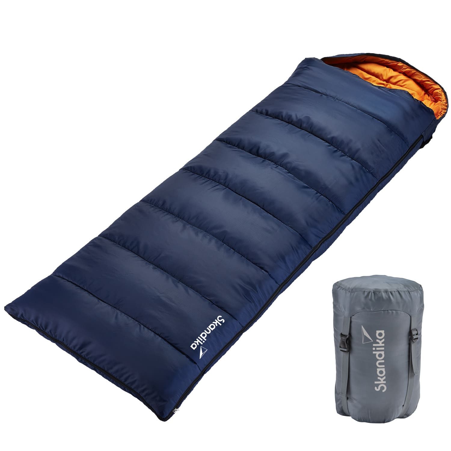 Skandika Schlafsack Iceland, Polycotton, atmungsaktiv, Innentasche mit Klett (2-Wege-Reißverschluss mit Kälteschutz, Stoffsteg, Webbandklemmschutz), 3 Jahreszeiten, 220 x 80 cm, koppelbar, bis -10° C, Packsack