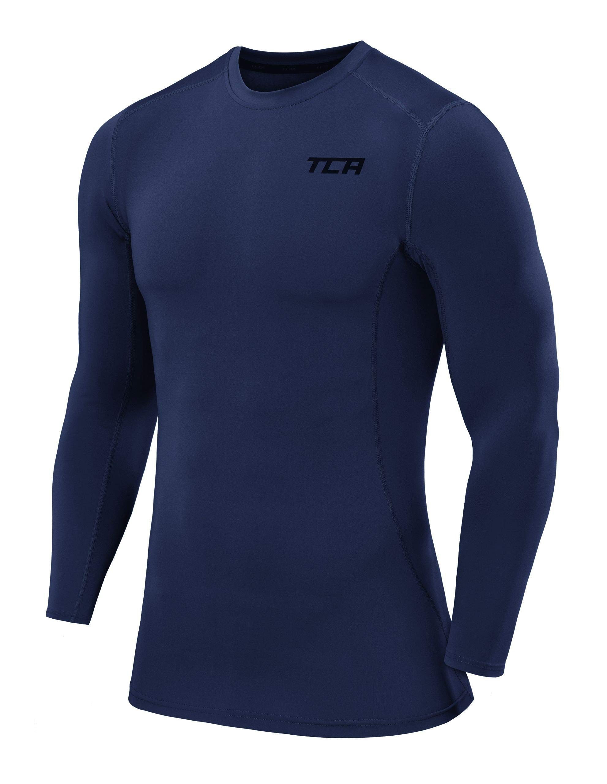 TCA Langarmshirt TCA Jungen Langarm Kompressionsshirt, Blau, 12-14 Jahre (1-tlg)