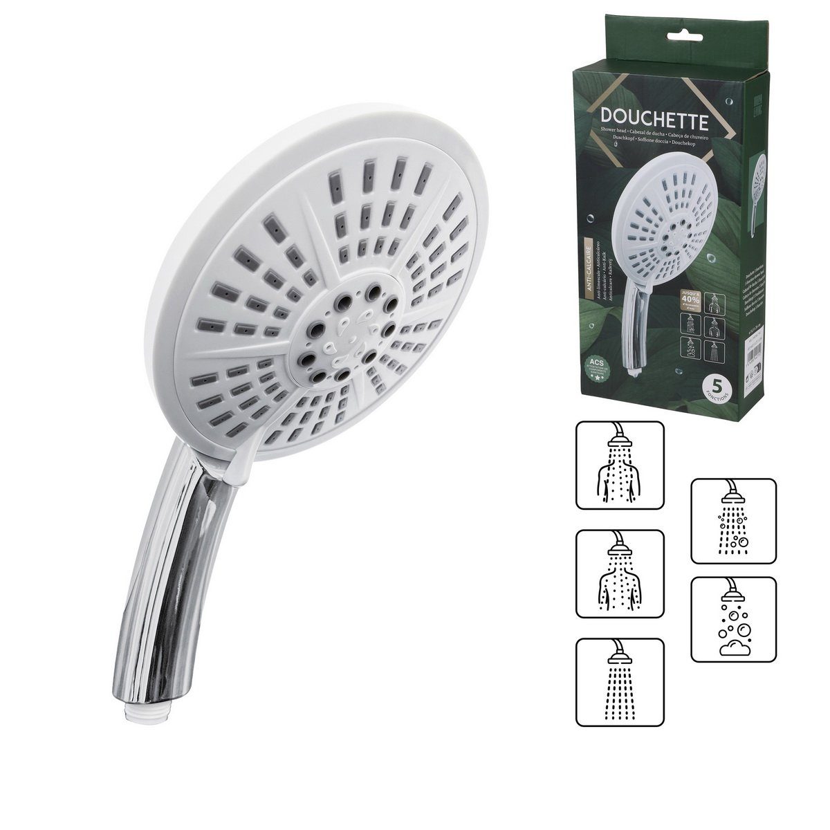Handbrause Strahl Duschkopf Brause Dusche Strahlbrause 1/2 Zoll Anschluss-Gewinde