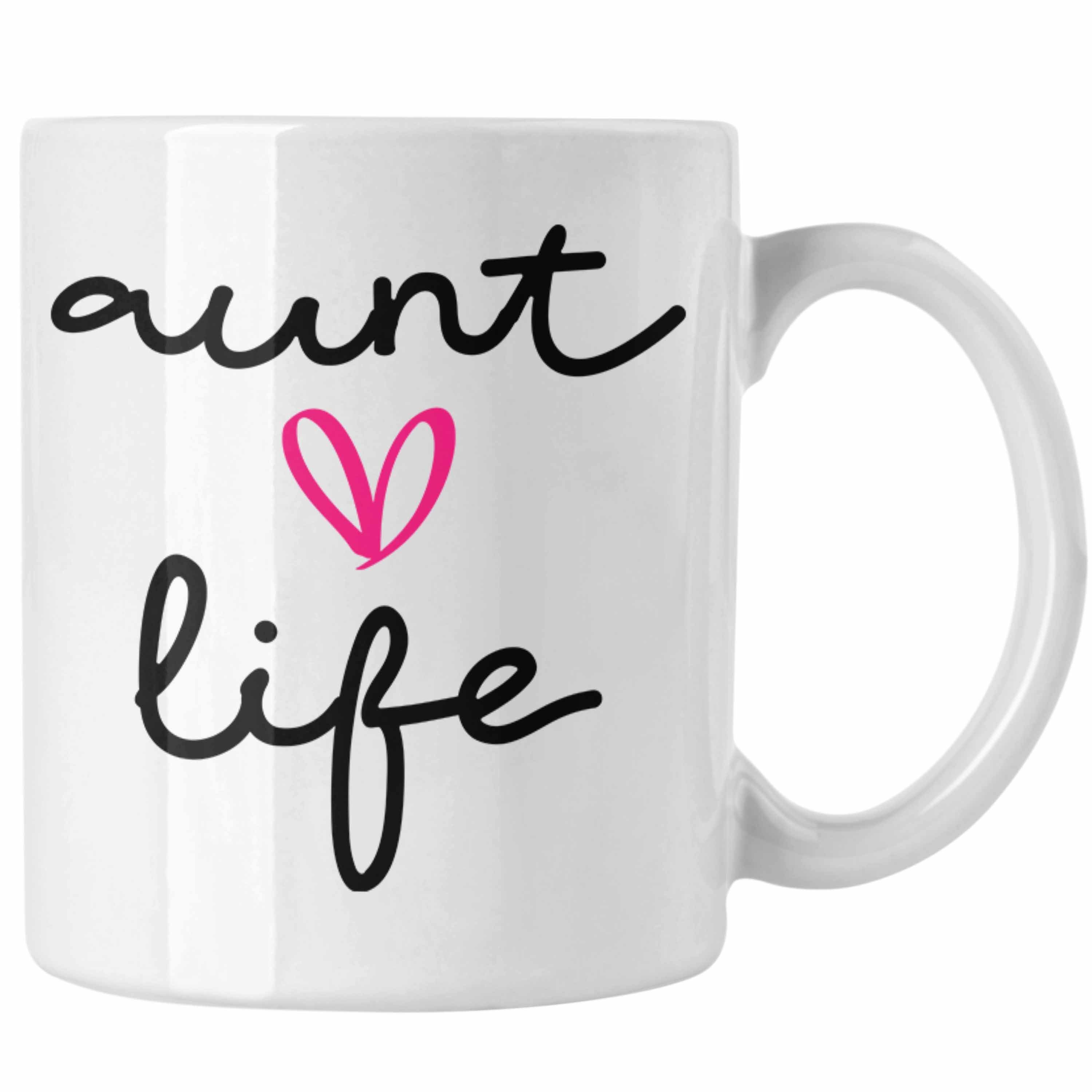 Trendation Tasse Trendation - Aunt Life Tante Tasse Geschenk für Beste Tante Kaffeetasse Geschenkidee Tante Geburtstag Lustig Weiss