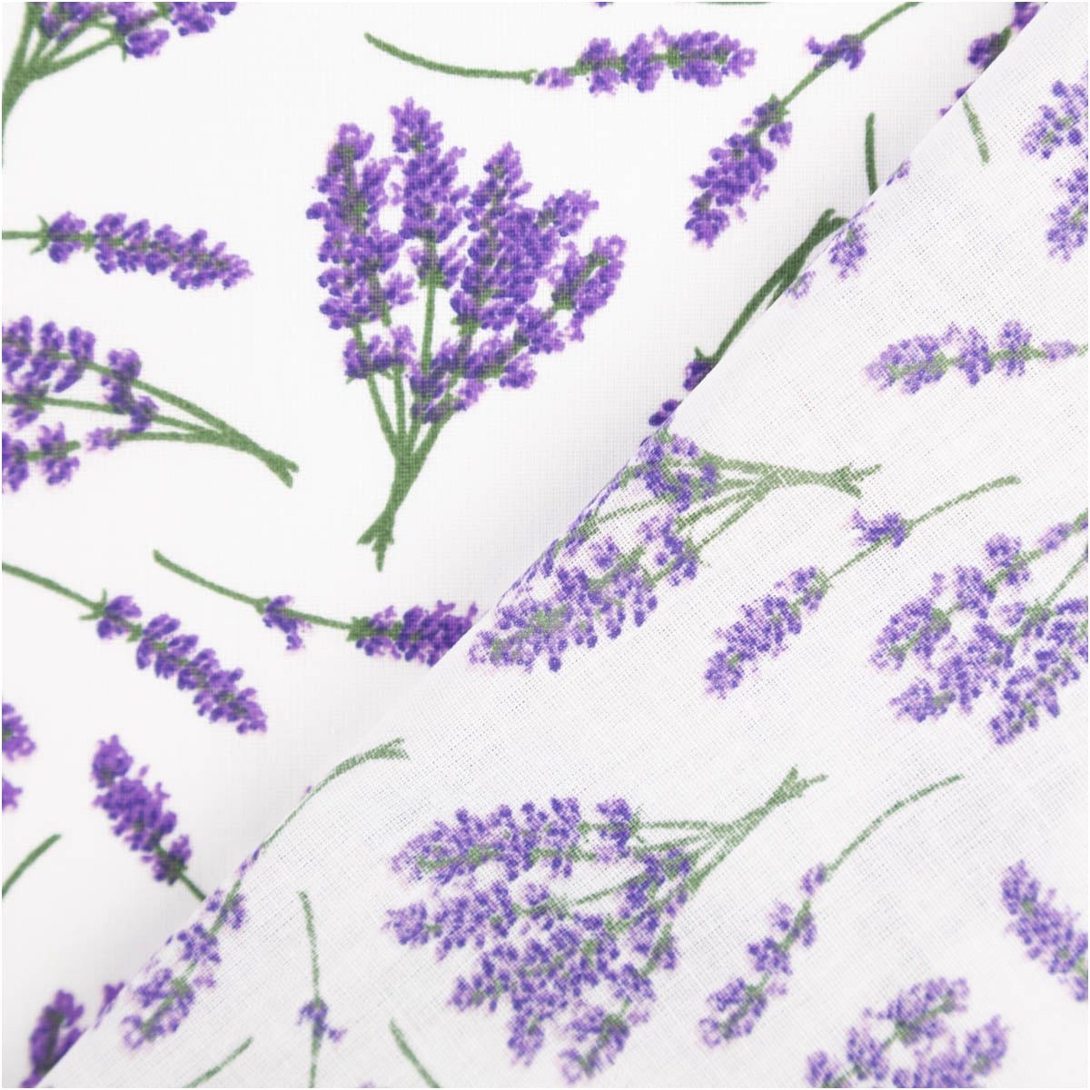 SCHÖNER LEBEN. Stoff Baumwollstoff Meterware Lavendel weiß lila 140cm, allergikergeeignet,atmungsaktiv,pflegeleicht – Bild 5 von 5