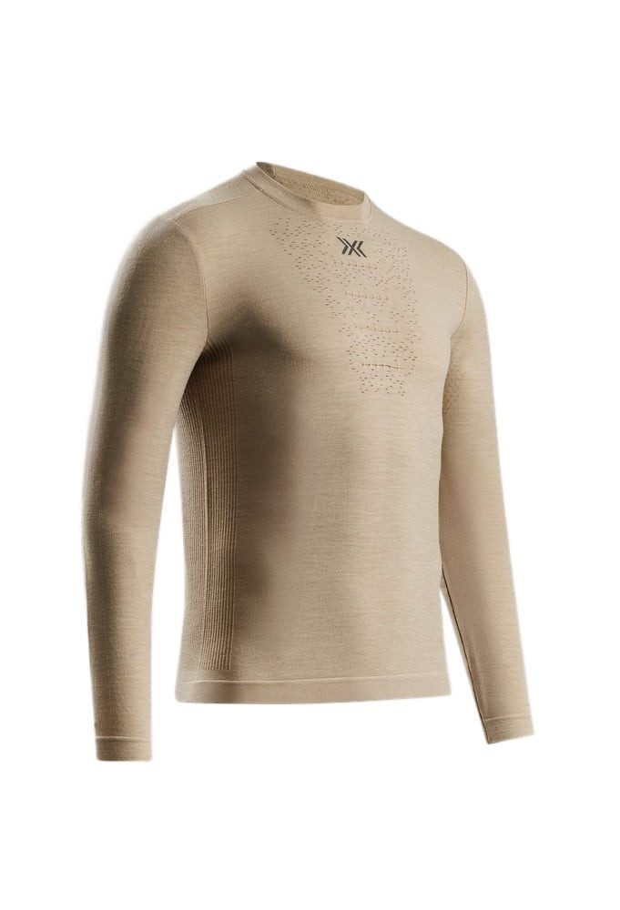 X-Bionic Langarmshirt Mightywool Shirt LS (Merinowolle, warm) sand/beige Herren