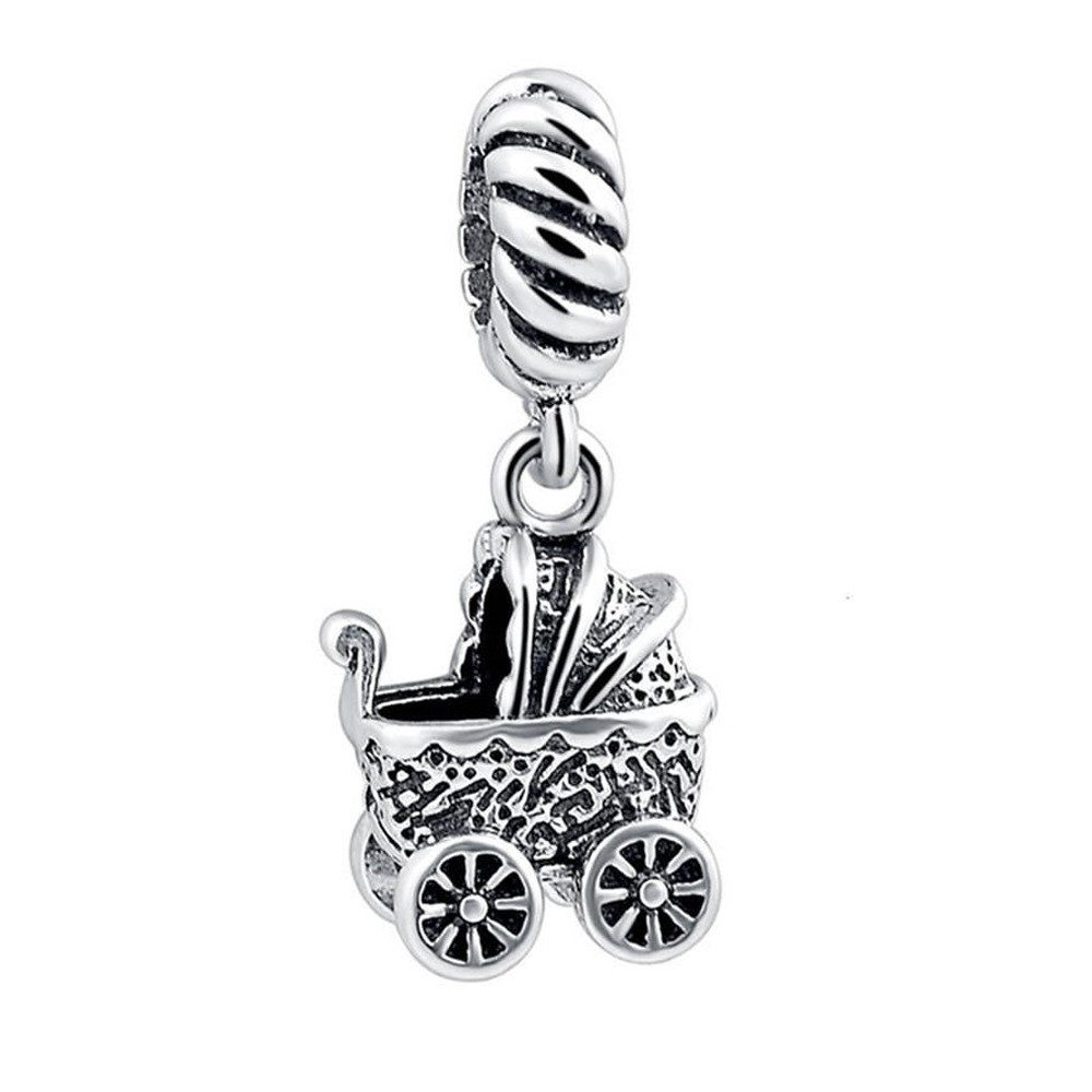 PANDACHARMS Bead Baby Kinderwagen Anhänger für Charm Armband, 925er Sterling Silber