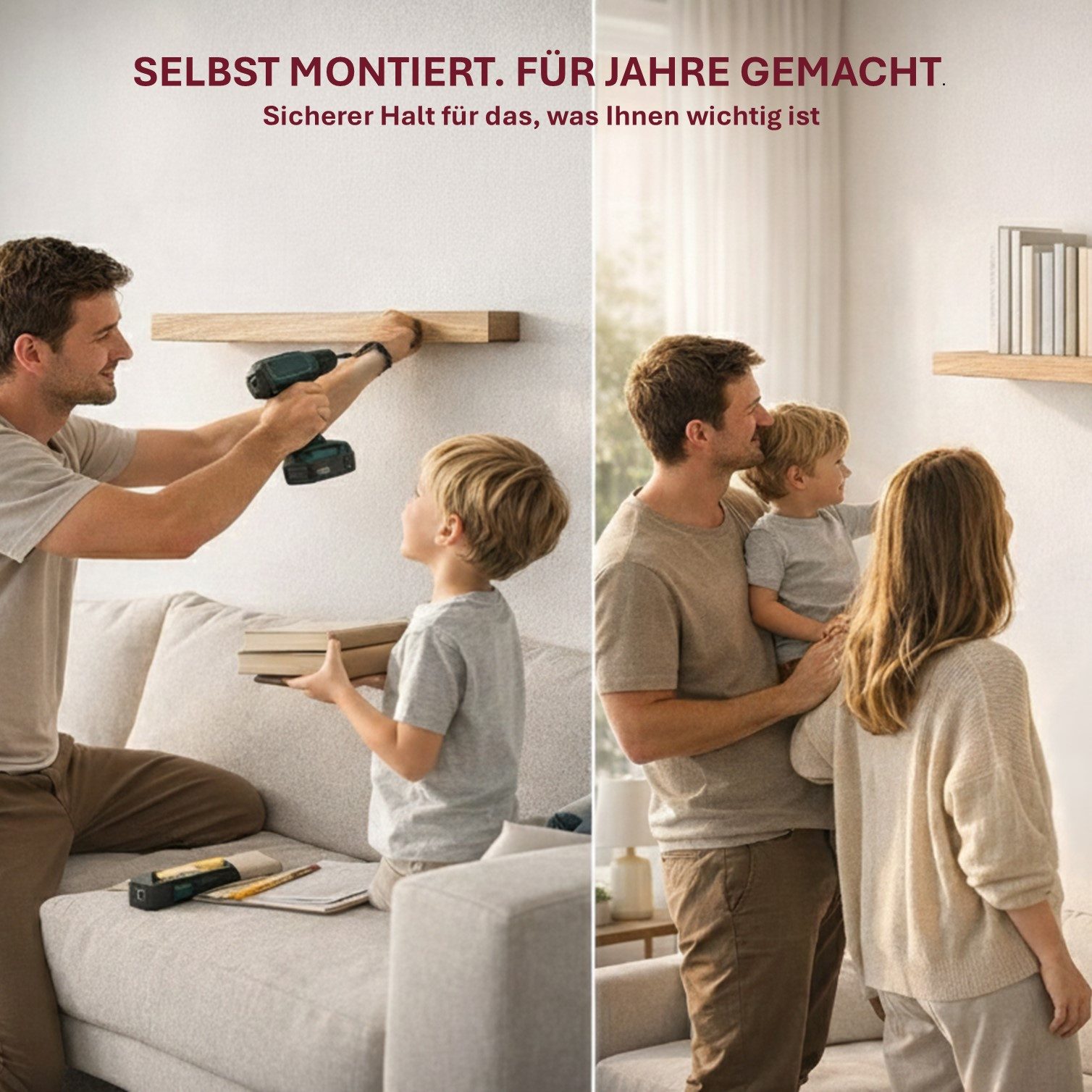 HOOZ Wandregalhalter Tablarträger 10 cm verdeckt stabil für Wand- & Bücherregal 8er Set, Fachbodenträger 8-tlg., Unsichtbare Schwerlast-Befestigung für Holz- un – Bild 4 von 5