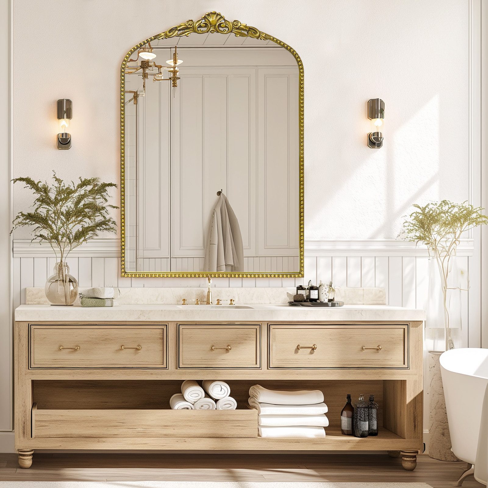 G-LEAF Spiegel Antiker Spiegel im Barockstil mit Metallrahmen von Perlenver günstig online kaufen