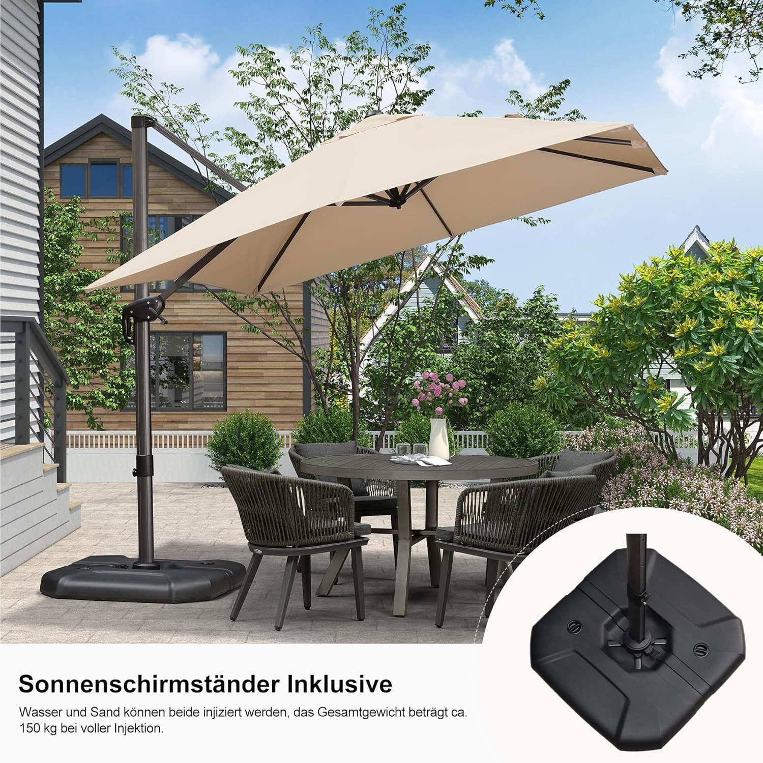 PURPLE LEAF Ampelschirm Quadratischer Alu Außenbereich günstig online kaufen