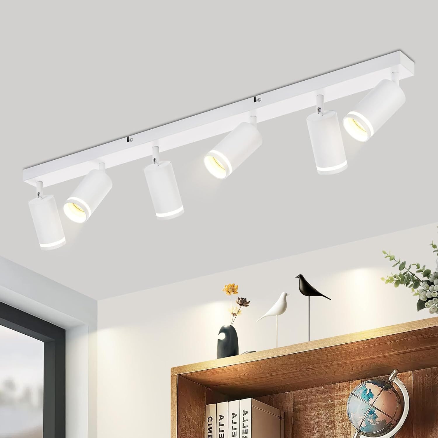 ZMH Deckenstrahler 6 Flammig Schwarz/Weiß GU10 Deckenlampe Modern Schwenkba günstig online kaufen