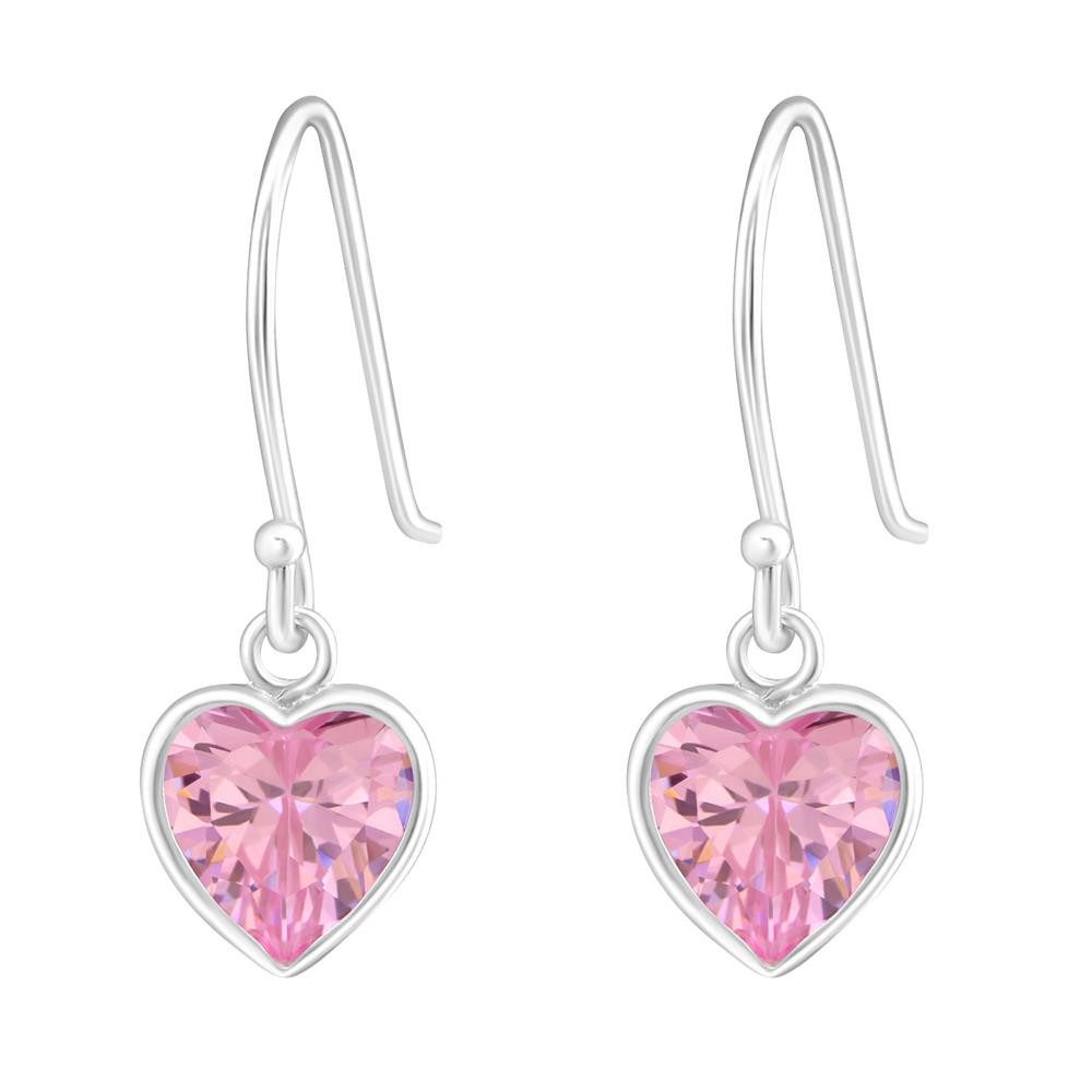Ohrring-Set Ohrhänger Pinkes Herz aus 925 Silber Damen