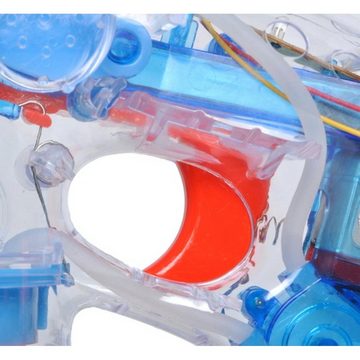 ISO TRADE Lernspielzeug Seifenblasenpistole (Seifenblasen Flüssigkeit, 3-St., Ohne Batterien Bubble Gun), Seifenpistole LED Lichtpistole incl. 2x 50 ml