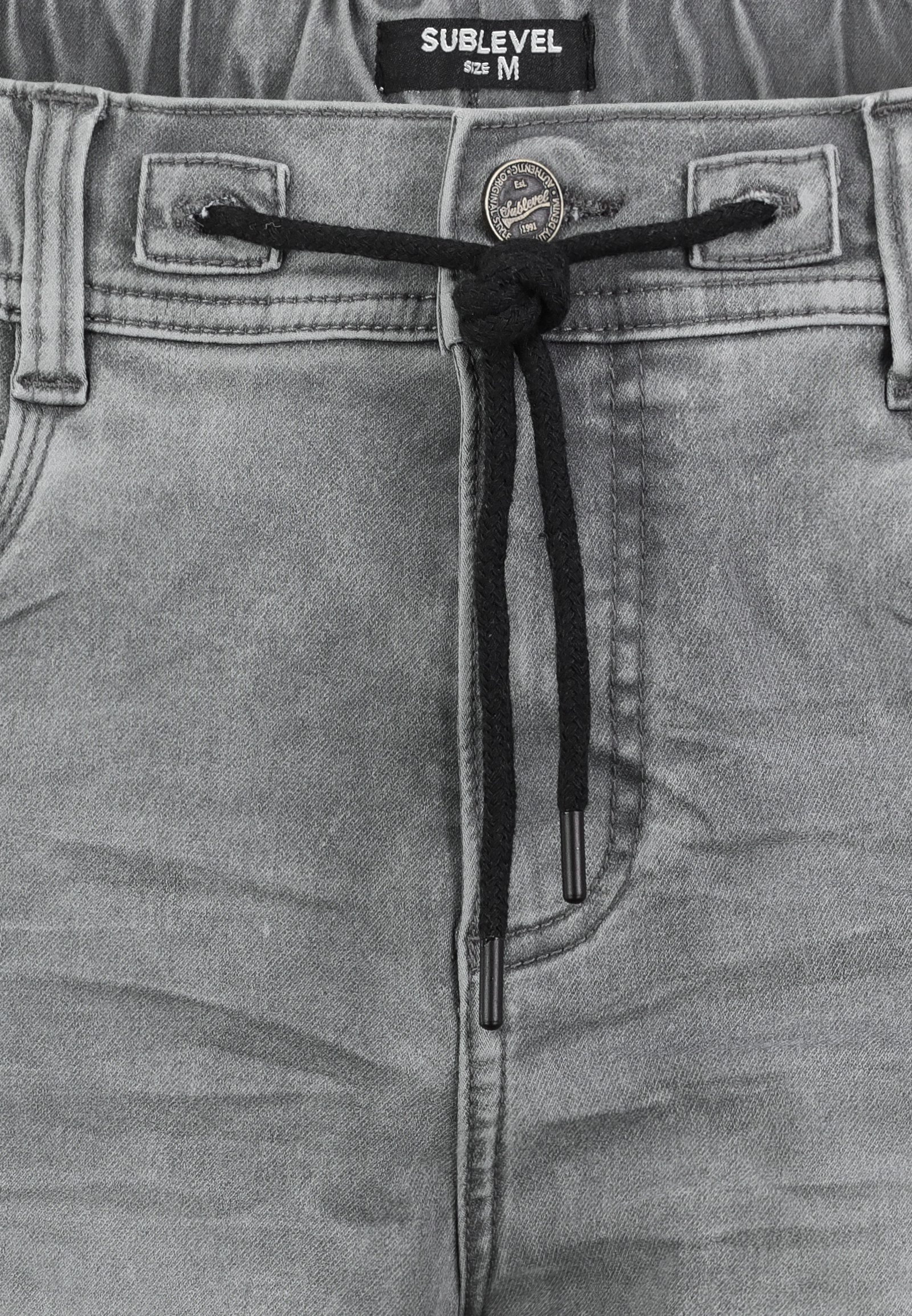 SUBLEVEL Jeansshorts Cargo mit Kontrastnähten Denim Pull On Denim Shorts