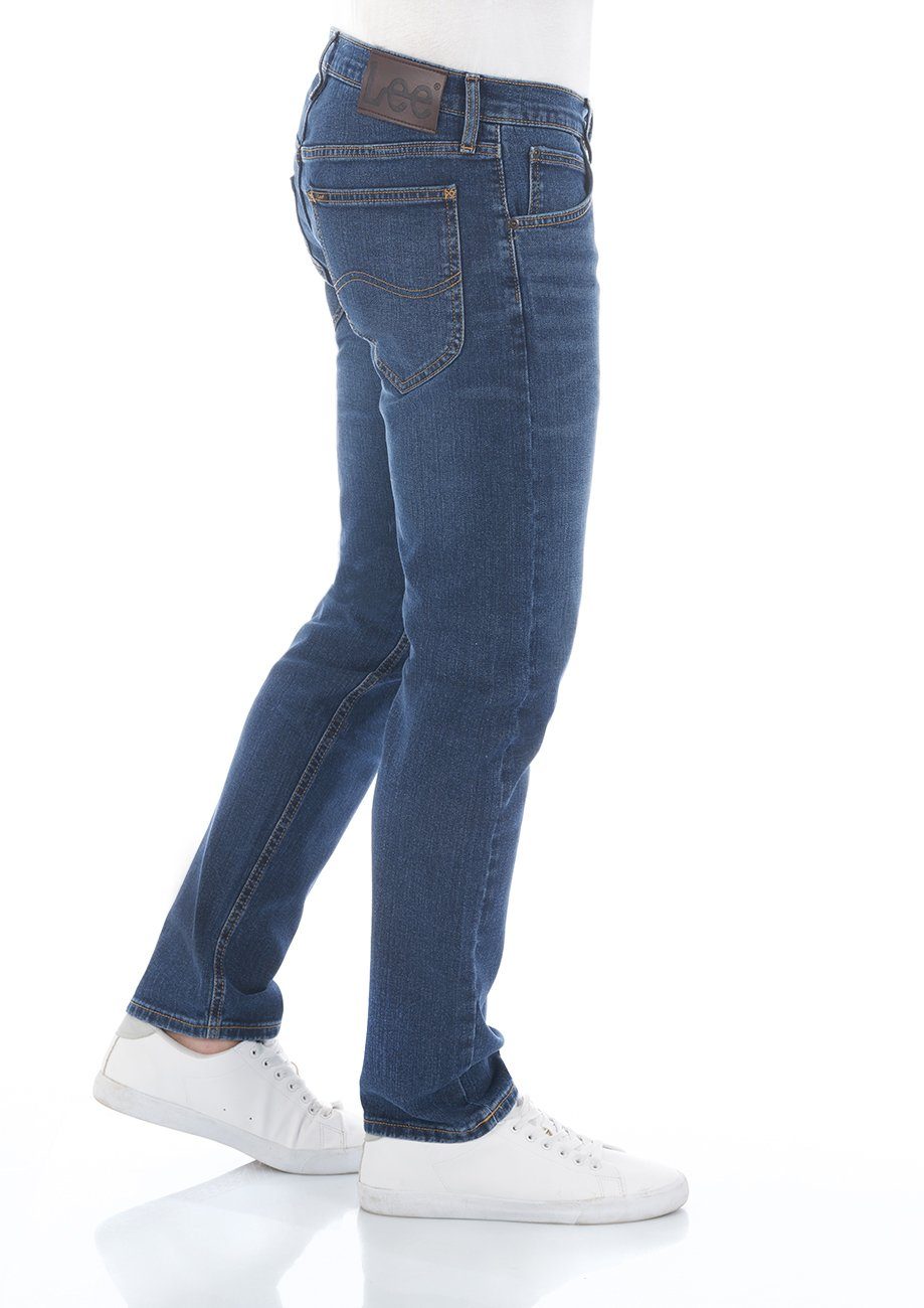 Lee® Straight-Jeans Herren Jeanshose Daren Blue Bright Denim Stretch (LSS3SGJZ3) Hose Fly Regular mit Zip Fit