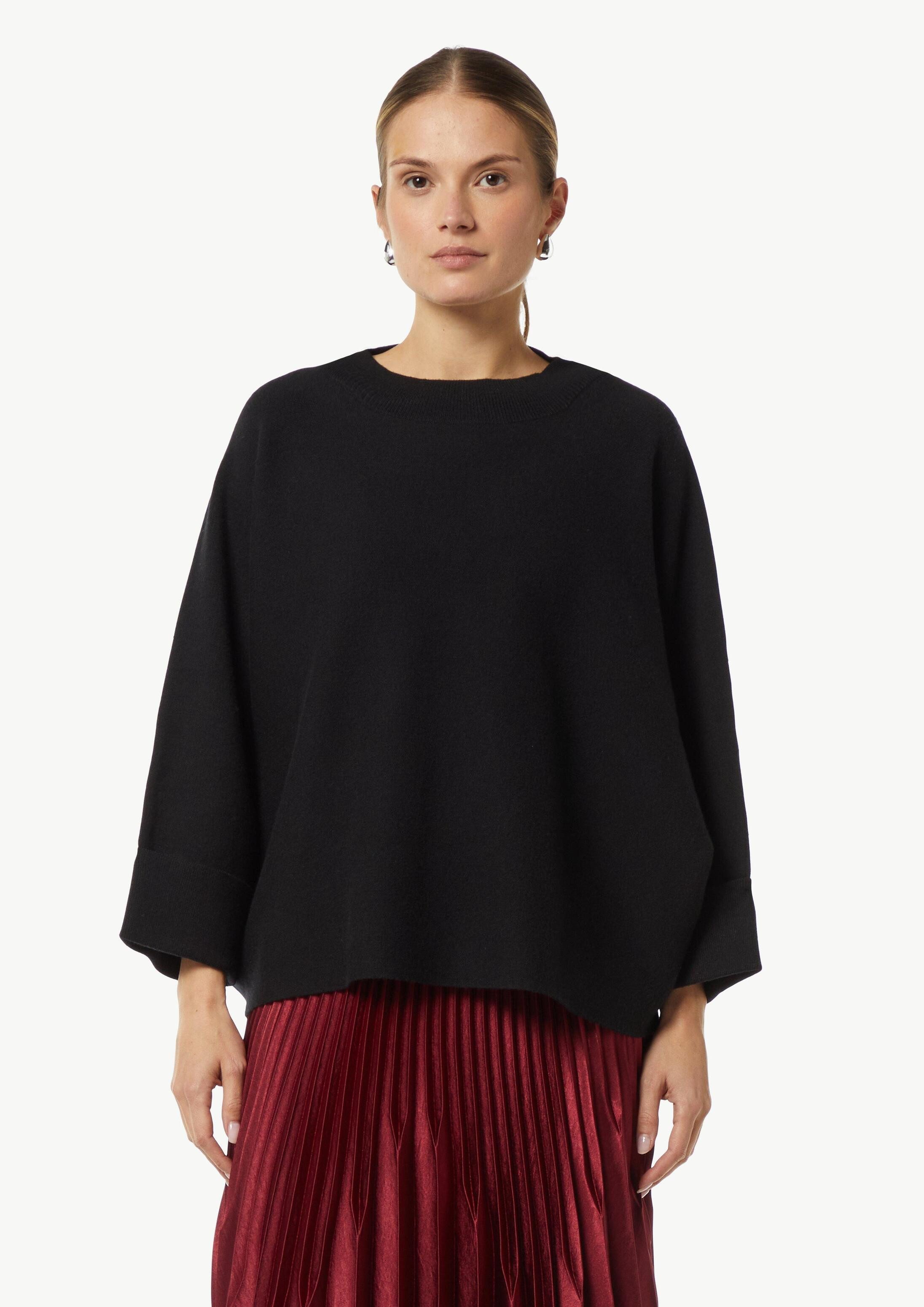 comma Poncho Indoor-Poncho Strickpullover mit Fledermausärmeln und Rippblende