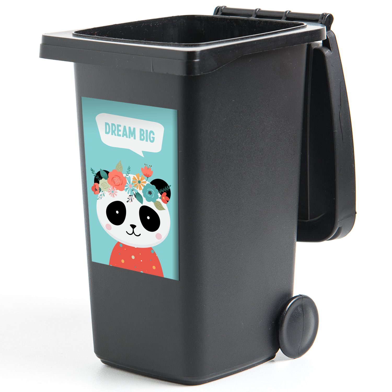 Zitat Abfalbehälter - Mülleimer-aufkleber, Container, St), Wandsticker Sticker, Panda Mülltonne, Blumen - (1 MuchoWow