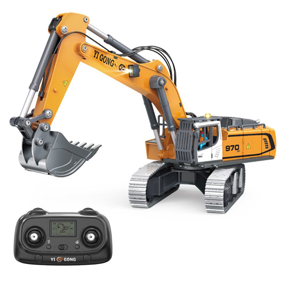 Insma RC-Bagger 1:50 RC Kettenbagger 3km/h, Ferngesteuertes Baustellenfahrzeug RTR mit Sound & 4 Lichteffekten