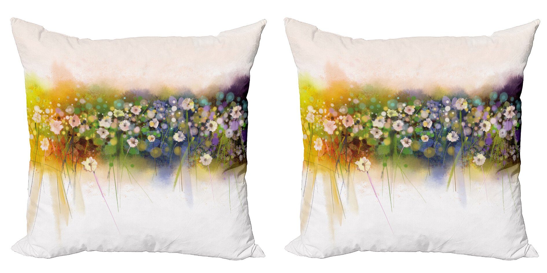 Digitaldruck, Kissenbezüge Bouquet (2 Accent Blumen Romantik Stück), Doppelseitiger Abakuhaus Blumen Modern