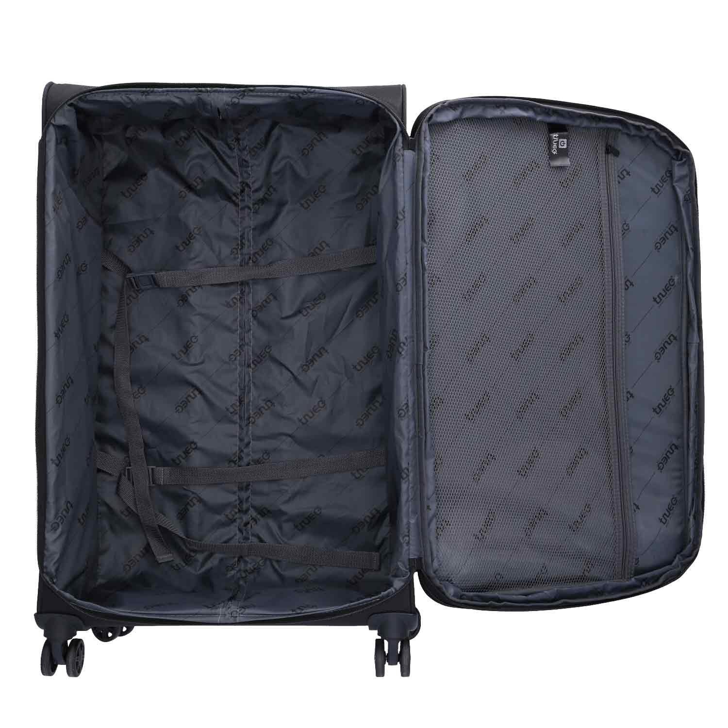 TheTrueC Koffer TheTrueC 3er Kofferset S/M/L Kopenhagen Black, 4 Rollen Rollen