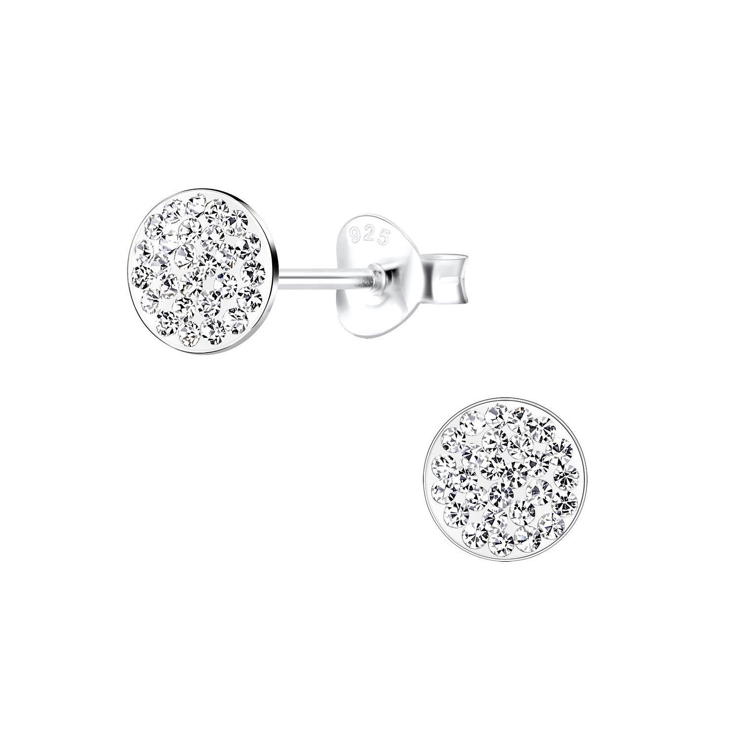 ALEXANDER YORK Paar Ohrstecker Geo KRISTALL rund weiß, 2-tlg. (Ohrstecker), 925 Sterling Silber