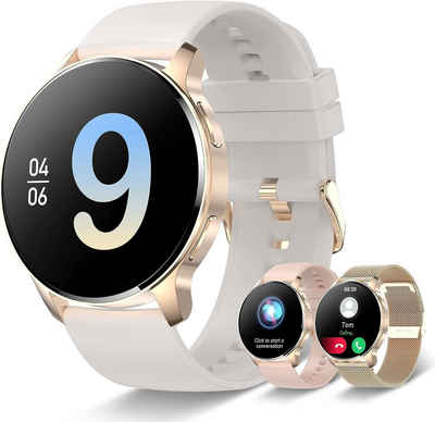 Iaret Smartwatch (1,32 Zoll, Android iOS), Armbanduhr mit Telefonfunktion Wasserdicht Fitness Tracker 3 Armbänder