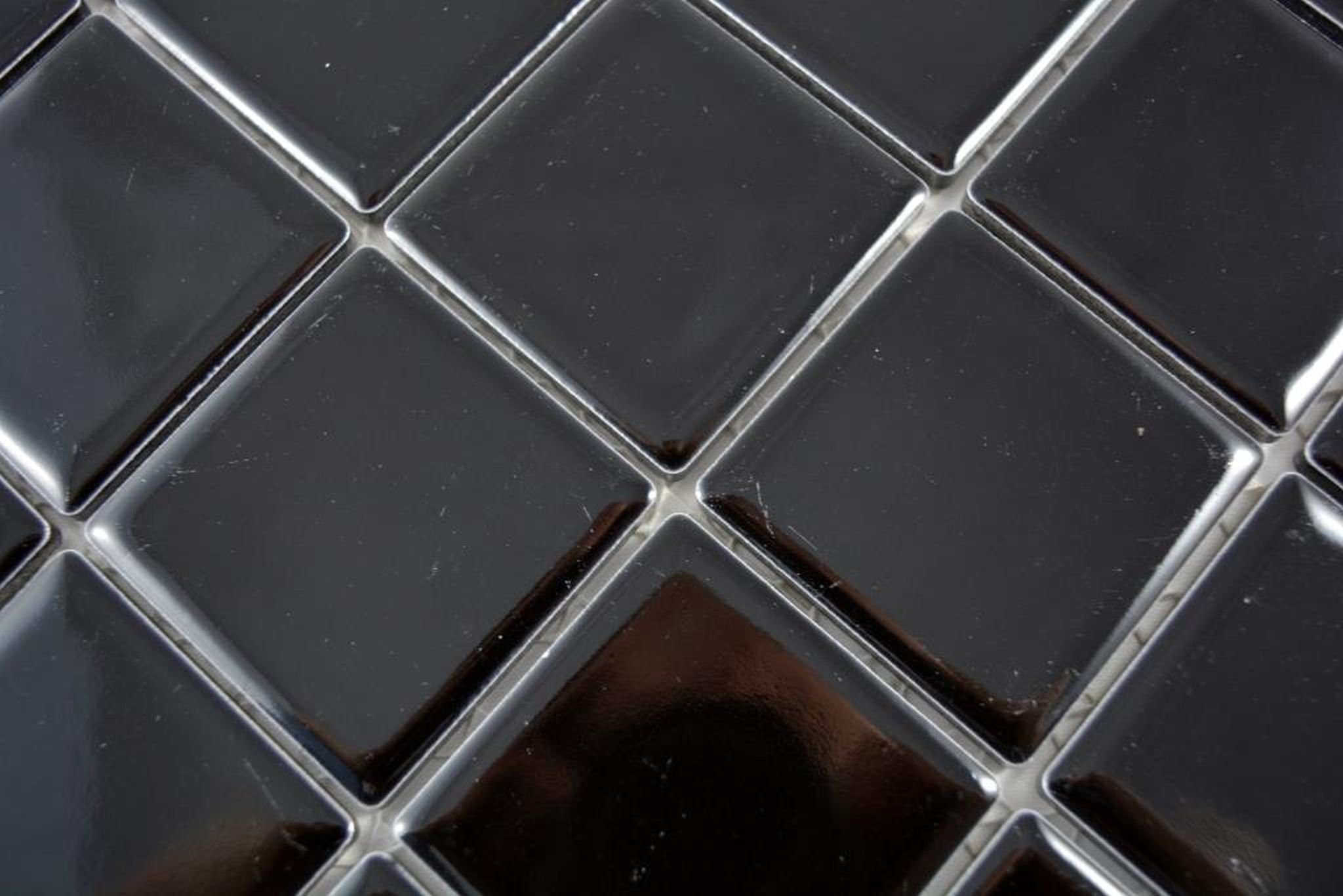 Mosani Mosaikfliesen Fliese schwarz Küchenrückwand Keramik Mosaik hochglanz