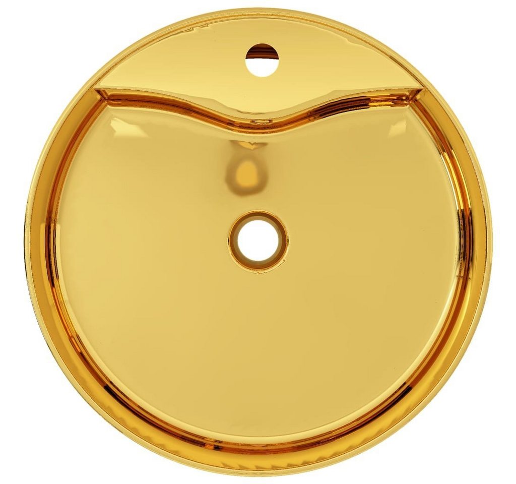 Thumbnail - vidaXL Waschbecken Waschbecken mit Überlauf 46,5 x 15,5 cm Keramik Golden