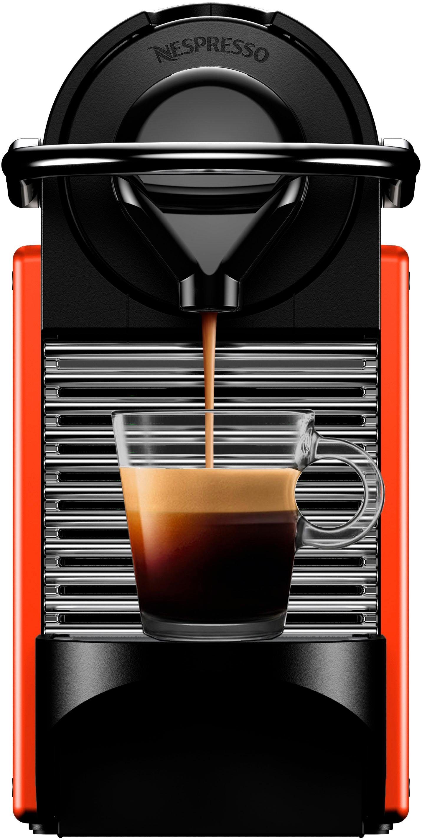 Nespresso Kapselmaschine Pixie XN3045 Krups, Red, 14 inkl. mit Kapseln Willkommenspaket von