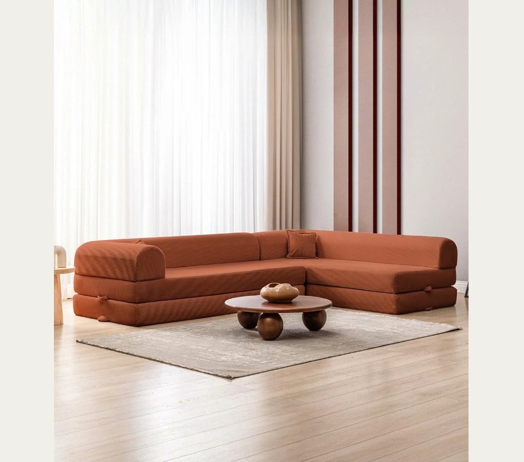 Wuuh Sofa Wuuh Teddy Eco Corner Sofa Grün, Schlafsofa, Ecksofa