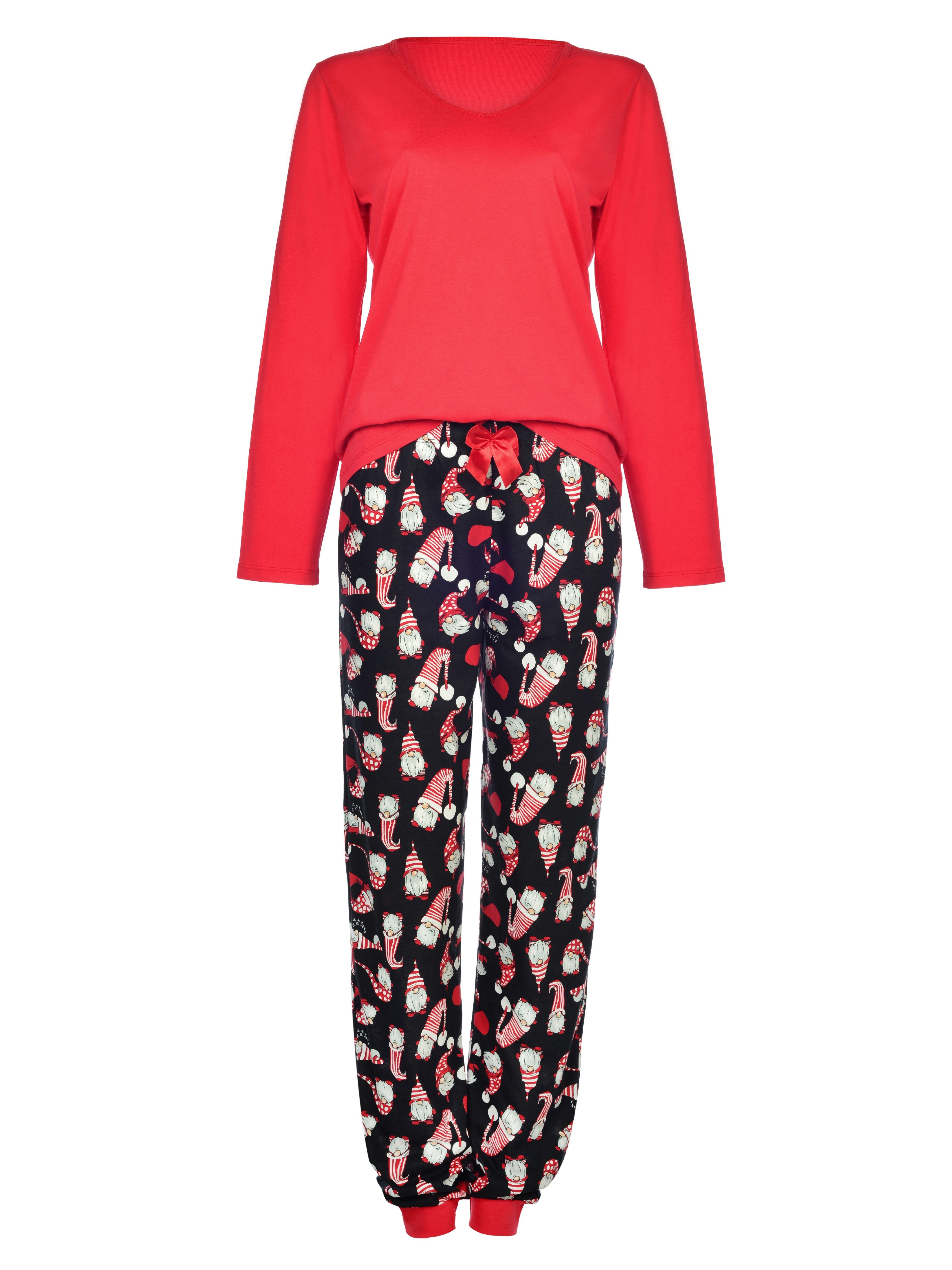 Donna Pyjama Schlafanzug mit Santa-Motiv, Weihnachten Christmas-Allover-Pri günstig online kaufen