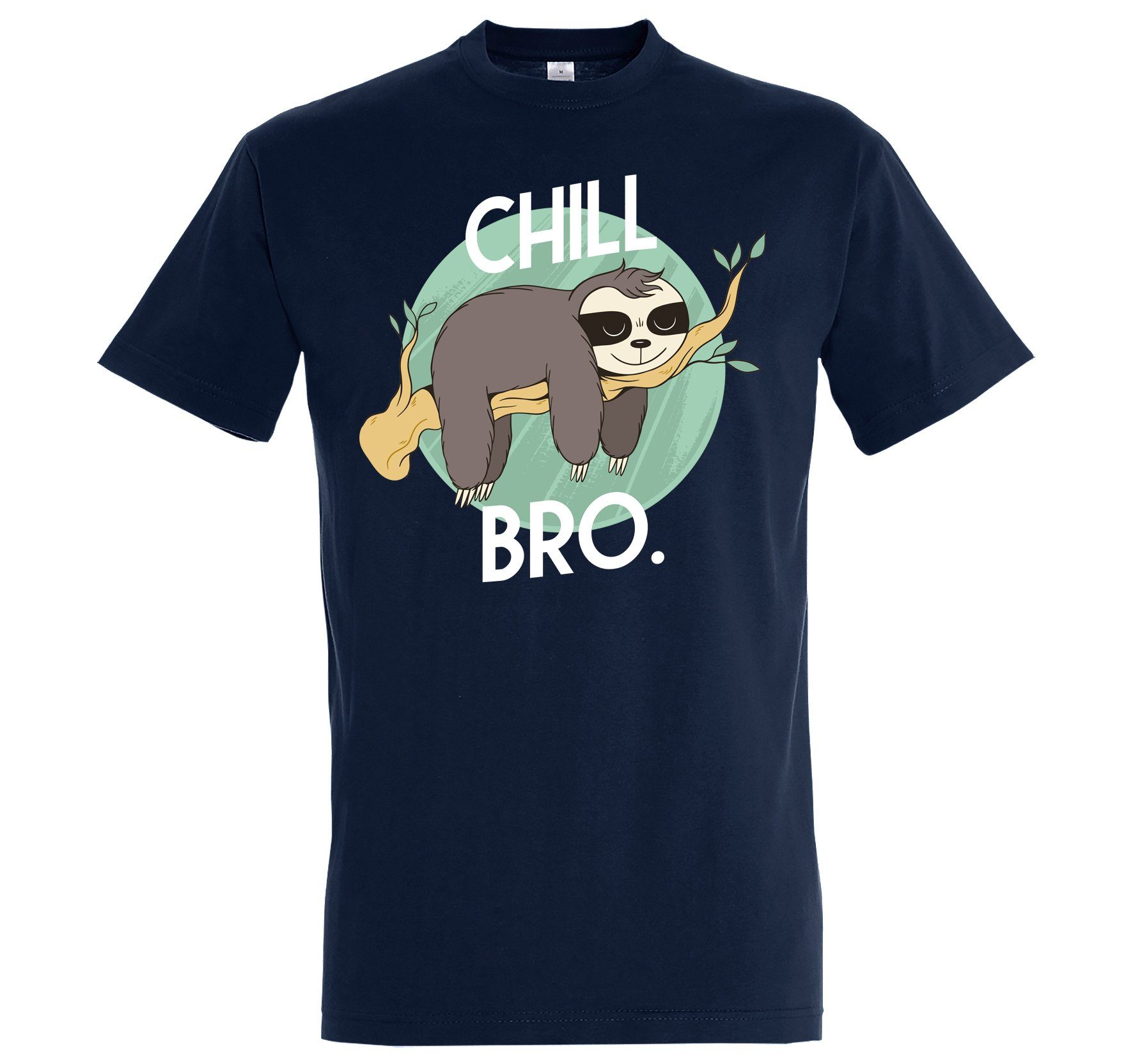 Youth Designz T-Shirt Chill Bro Herren Shirt mit trendigem Faultier Frontprint Navyblau