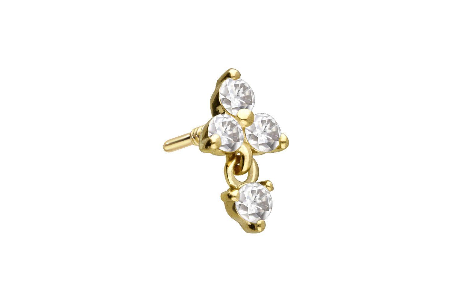 Piercing-Set 14 Karat Gold Schraubaufsatz mit Außengewinde MOISSANIT-BLUME +