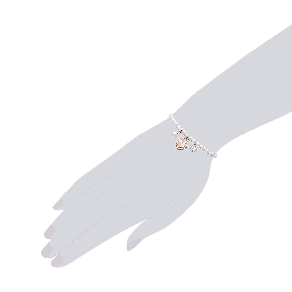 Lulu & Jane Perlenarmband Herz roségold, Metall-Legierung