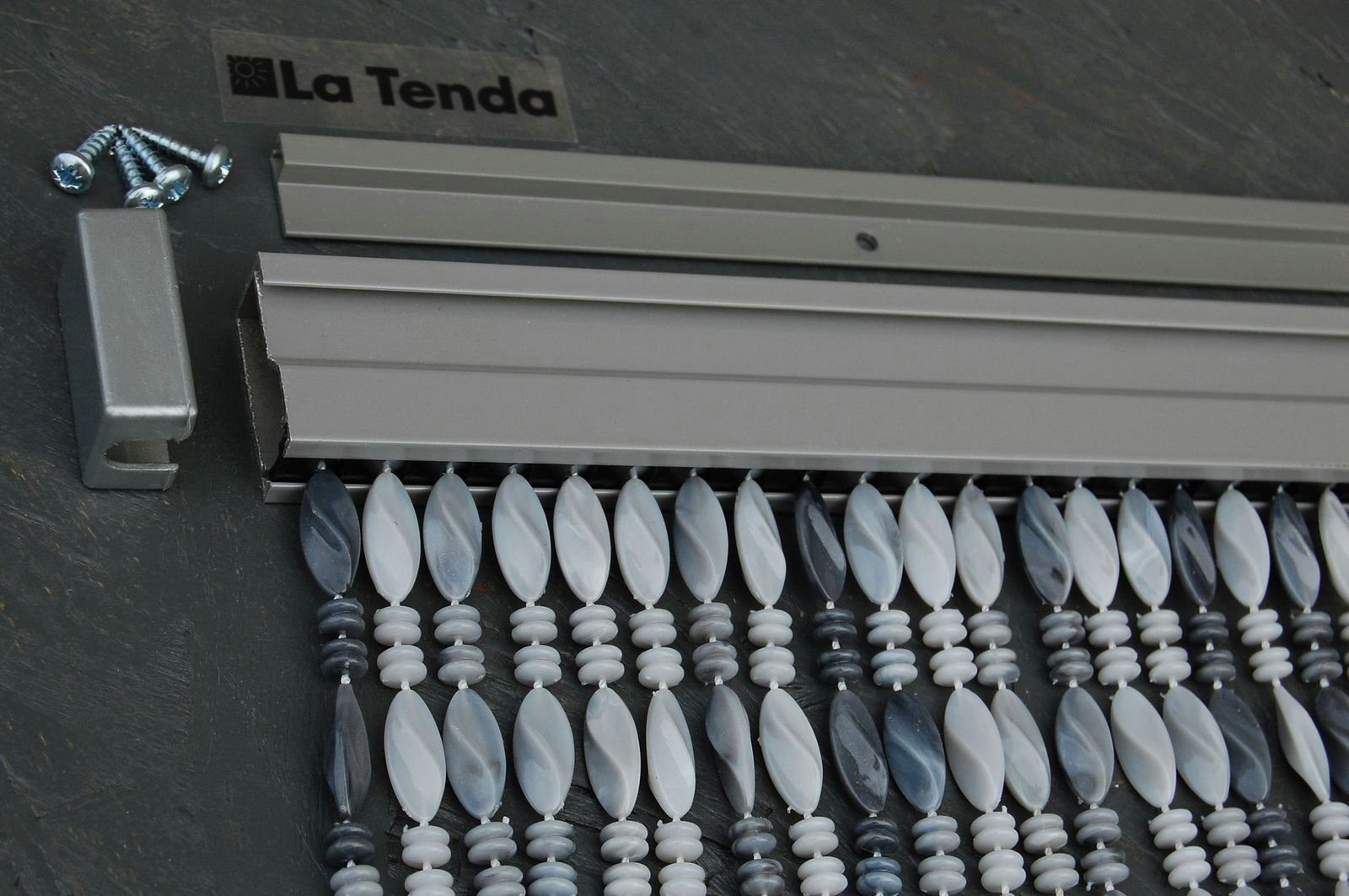 GENOA Türvorhang Hakenaufhängung, Breite cm, 90 Perlenvorhang x - La La Perlen und 210 individuell grau, Länge Tenda, 2 halbtransparent, kürzbar Tenda