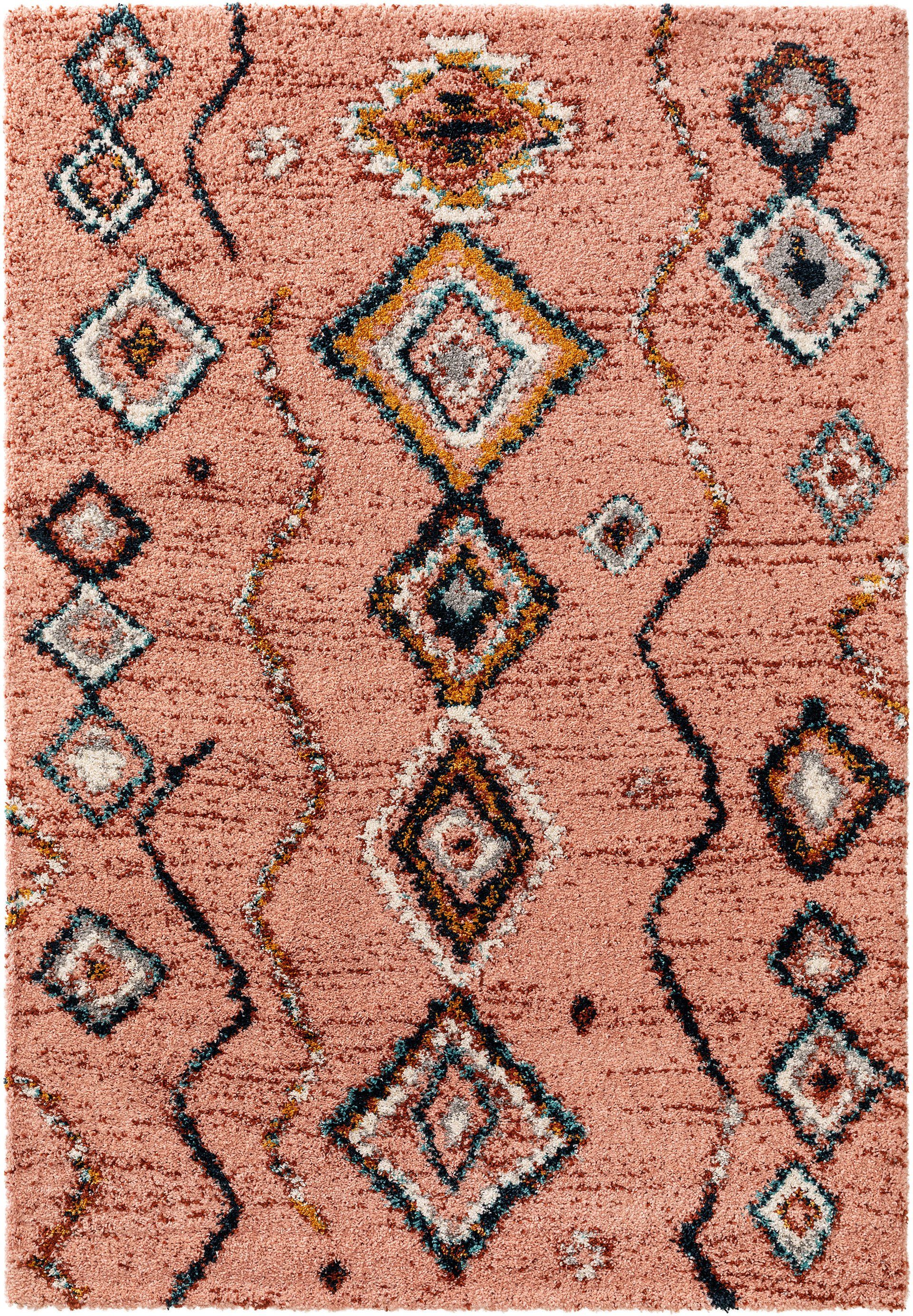 Hochflor-Teppich Gobi, benuta, rechteckig, Höhe: 21 mm, Kunstfaser, Berber, Ethno-Style, Wohnzimmer