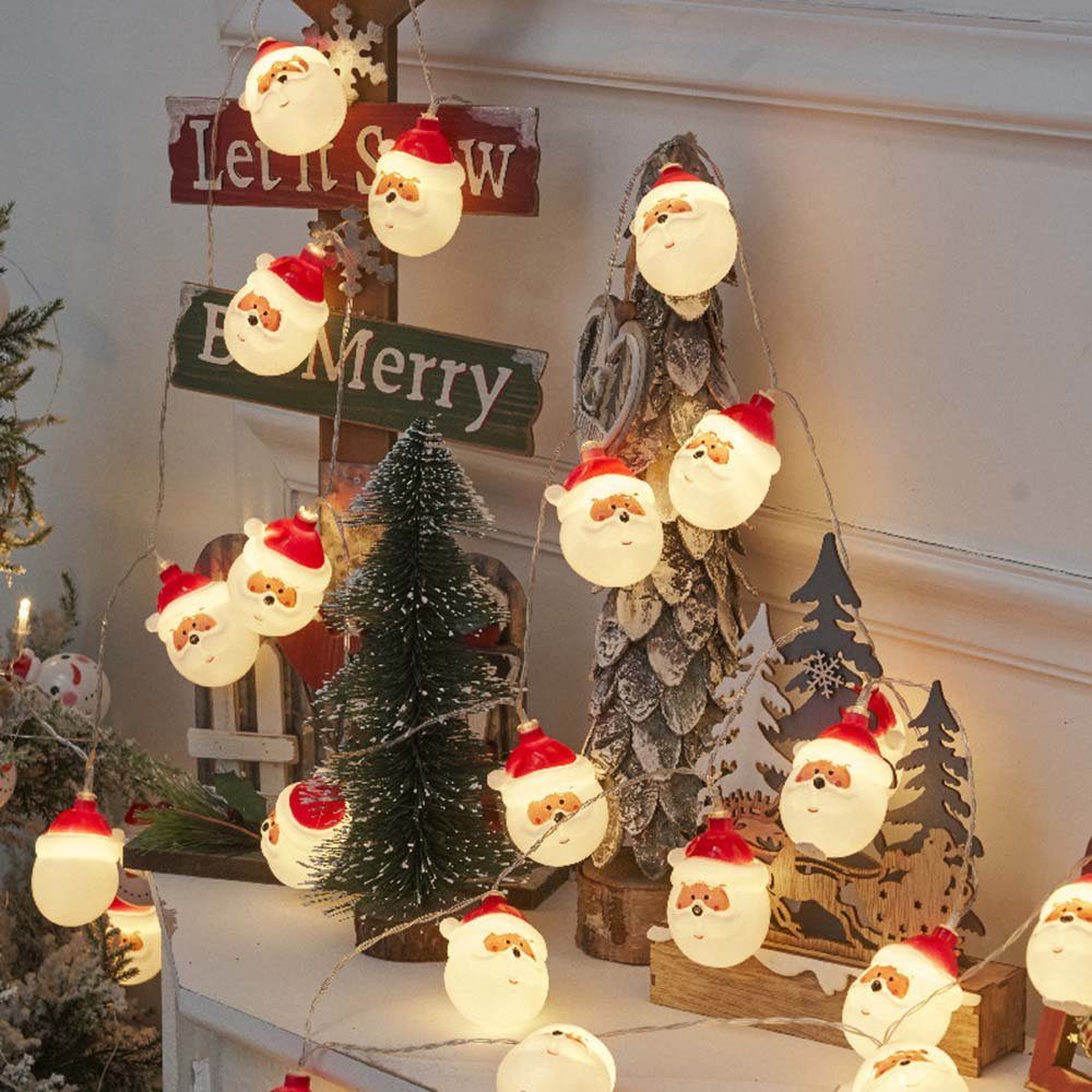 MUPOO LED-Lichterkette LED Lichterkette Weihnachtsmann/Schneemann Batteriebetrieben, Weihnachtsmann Warmes - Außen, 10 Weiß 1.5M Lichterkette Innen Weihnachtsbeleuchtung LEDs