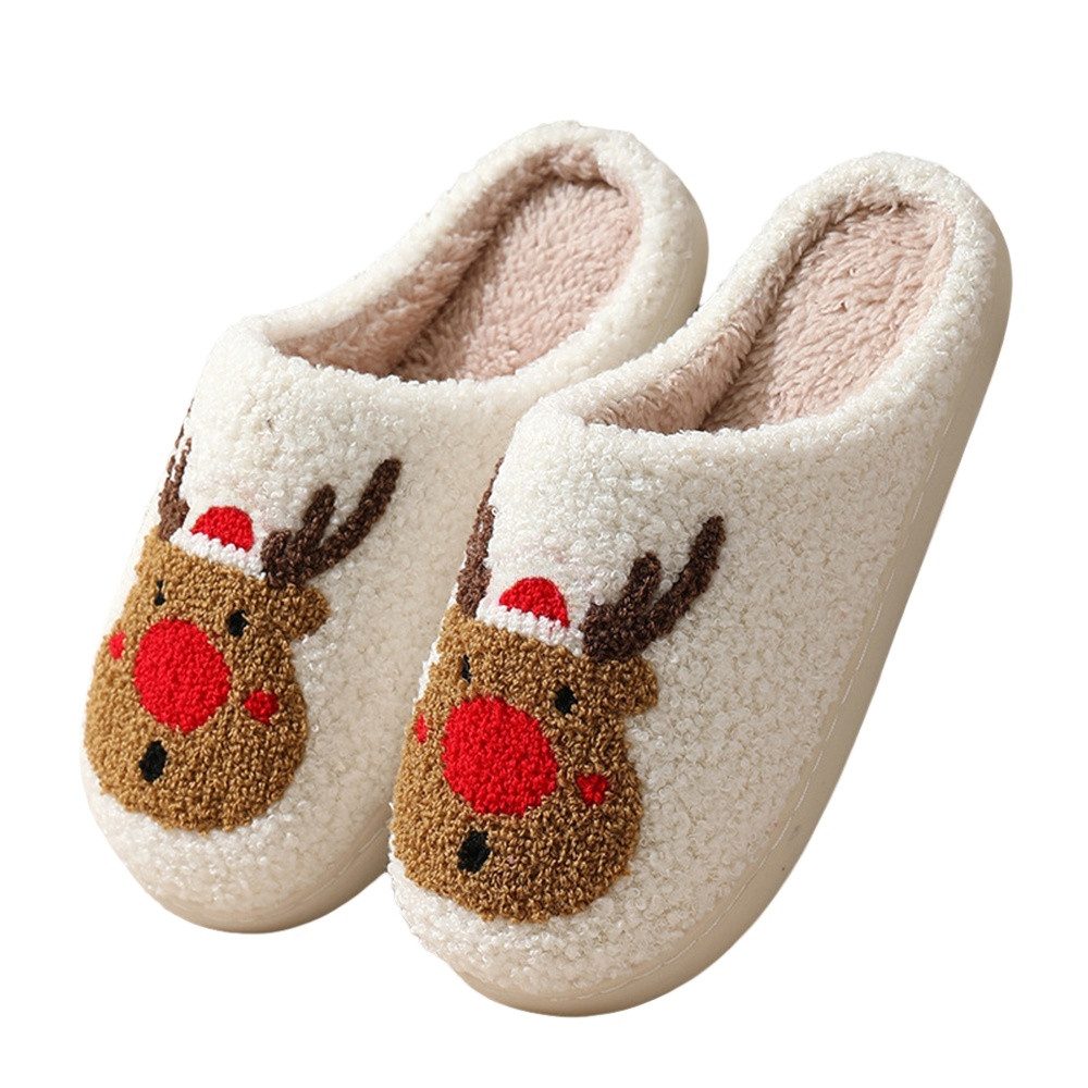 Coonoor Damen Herren Weihnachten Hausschuhe Bequeme Warme Pantoffeln Plüsch Hausschuhe Weicher Plüsch Trendiger Slipper drinnen und draußen