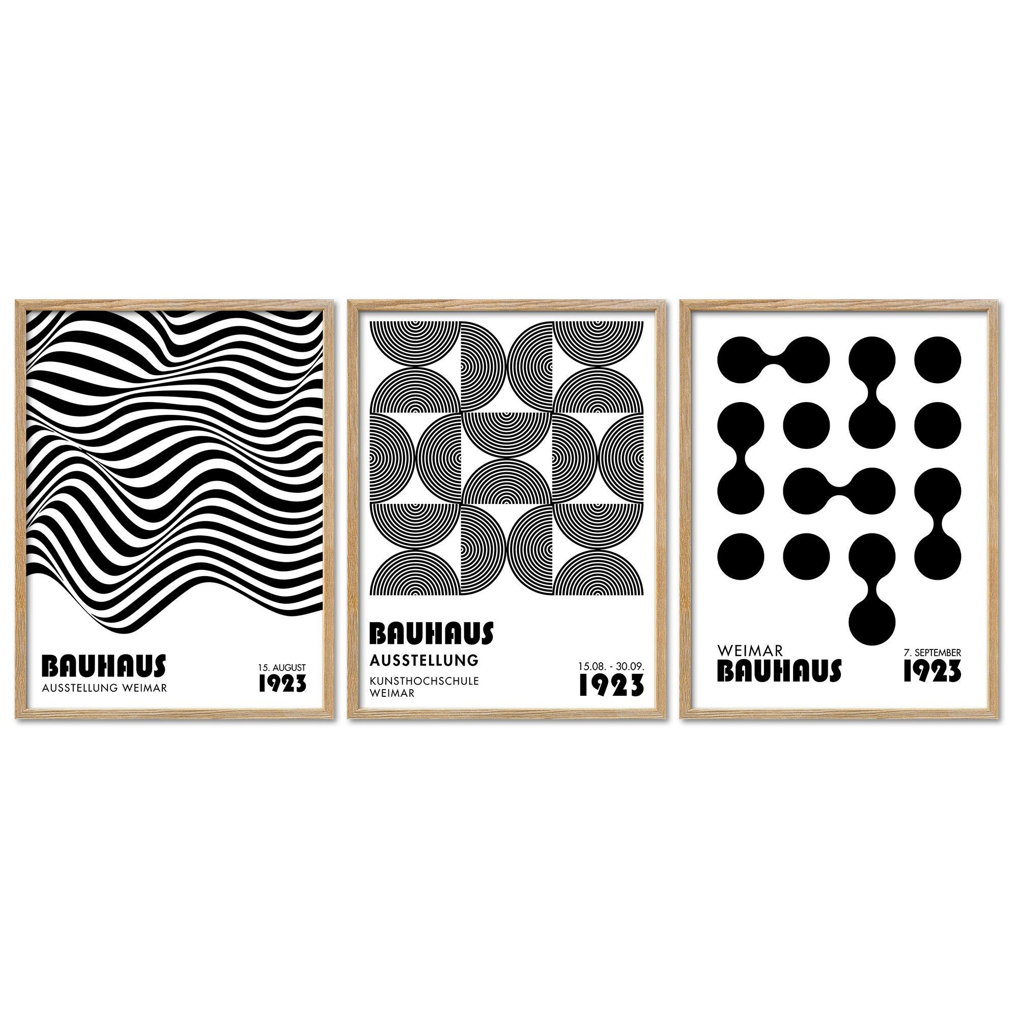 ARTFAVES Bilder-Collage Poster Set Bauhaus Geometrie 1 I mehrteilige Bilderwand I Wandbilder B, (Wandbilder modern, 3 St)
