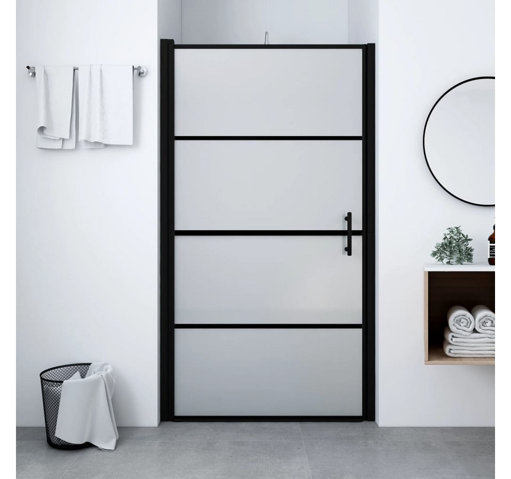 Thumbnail - vidaXL Dusch-Einflügeltür, Duschtür Mattes Hartglas 81x195 cm Schwarz
