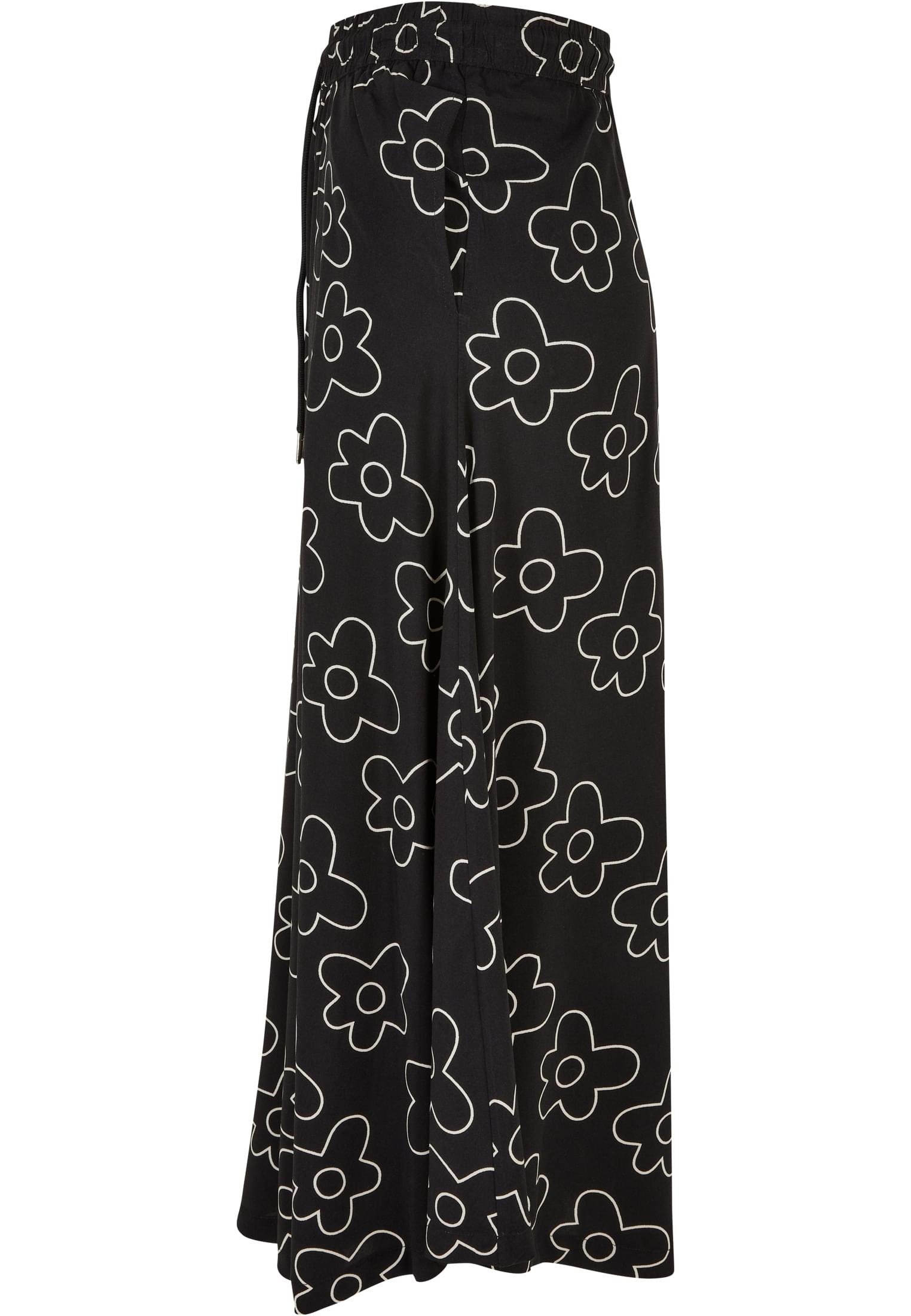 URBAN CLASSICS Jerseyrock Damen Ladies Viscose Skirt Midi blackflower (1-tlg)