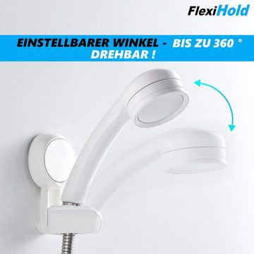 MAVURA FlexiHold Duschkopfhalterung Duschkopf Halter Halterung Duschkopfhalter, (Brausehalter 360° drehbar verstellbar mit Saugnapf ohne bohren)