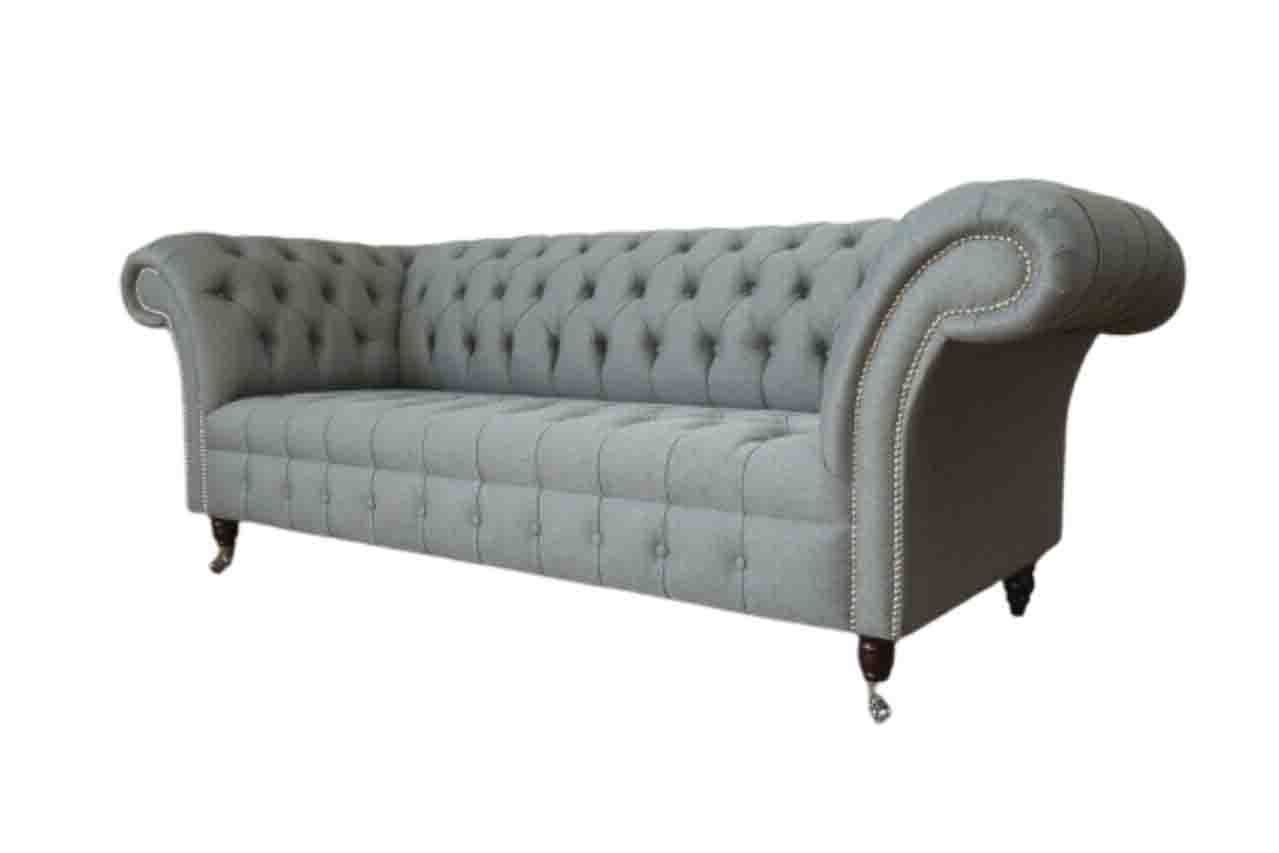 Europe Modern Luxus Made Sofa Couch Sitzer Grau Sofa 3 In Chesterfield, Stoff JVmoebel
