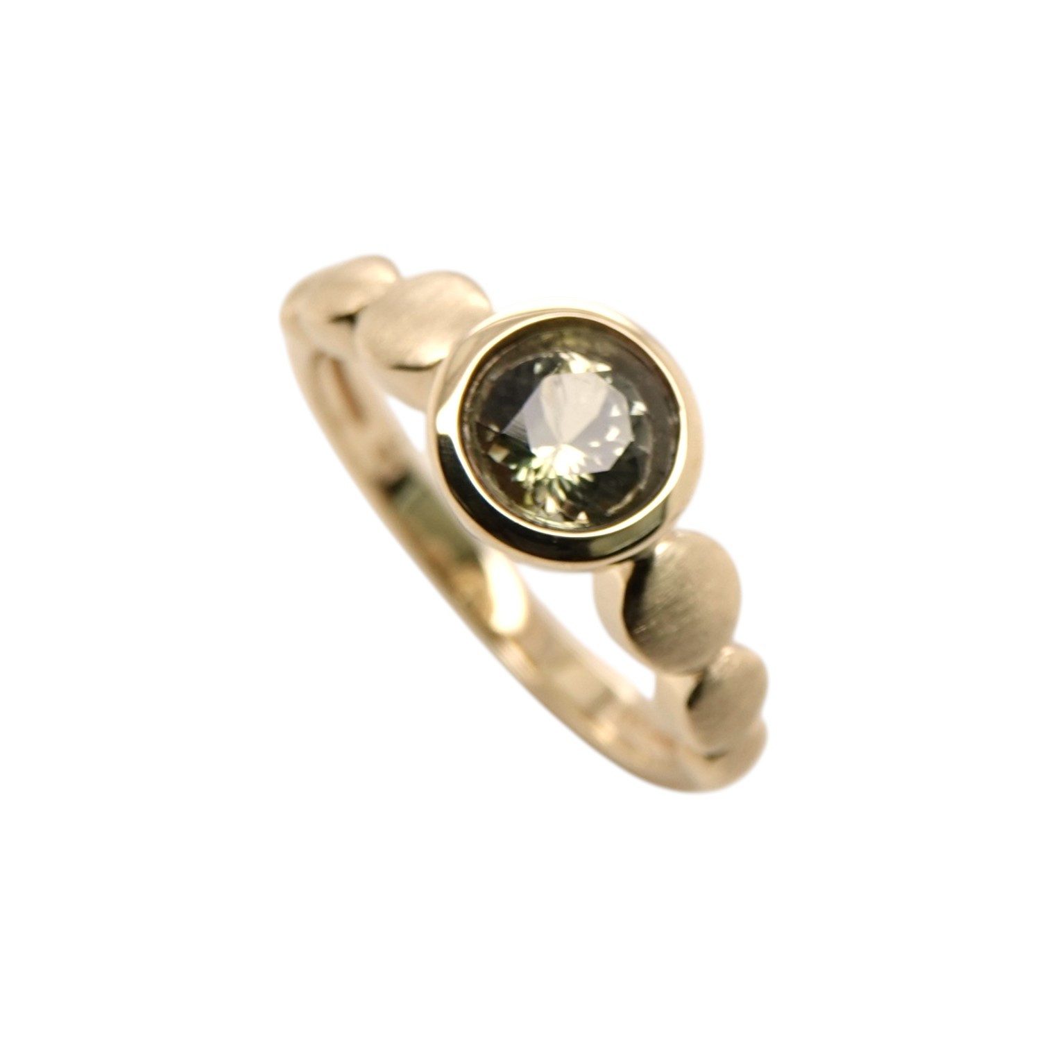 Sogni d'oro Fingerring mit grünem Tansanit, Gelbgold 375