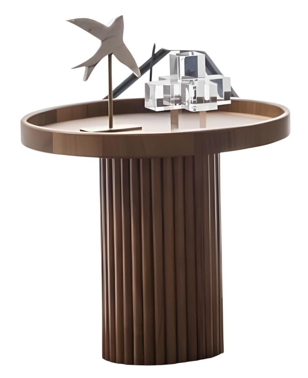 Xlmoebel Beistelltisch Eleganter Brauner Rundtisch aus edlem Holz für das Wohnzimmer (Einzeltisch, 1-St., 1x Beistelltisch), Made in Europa